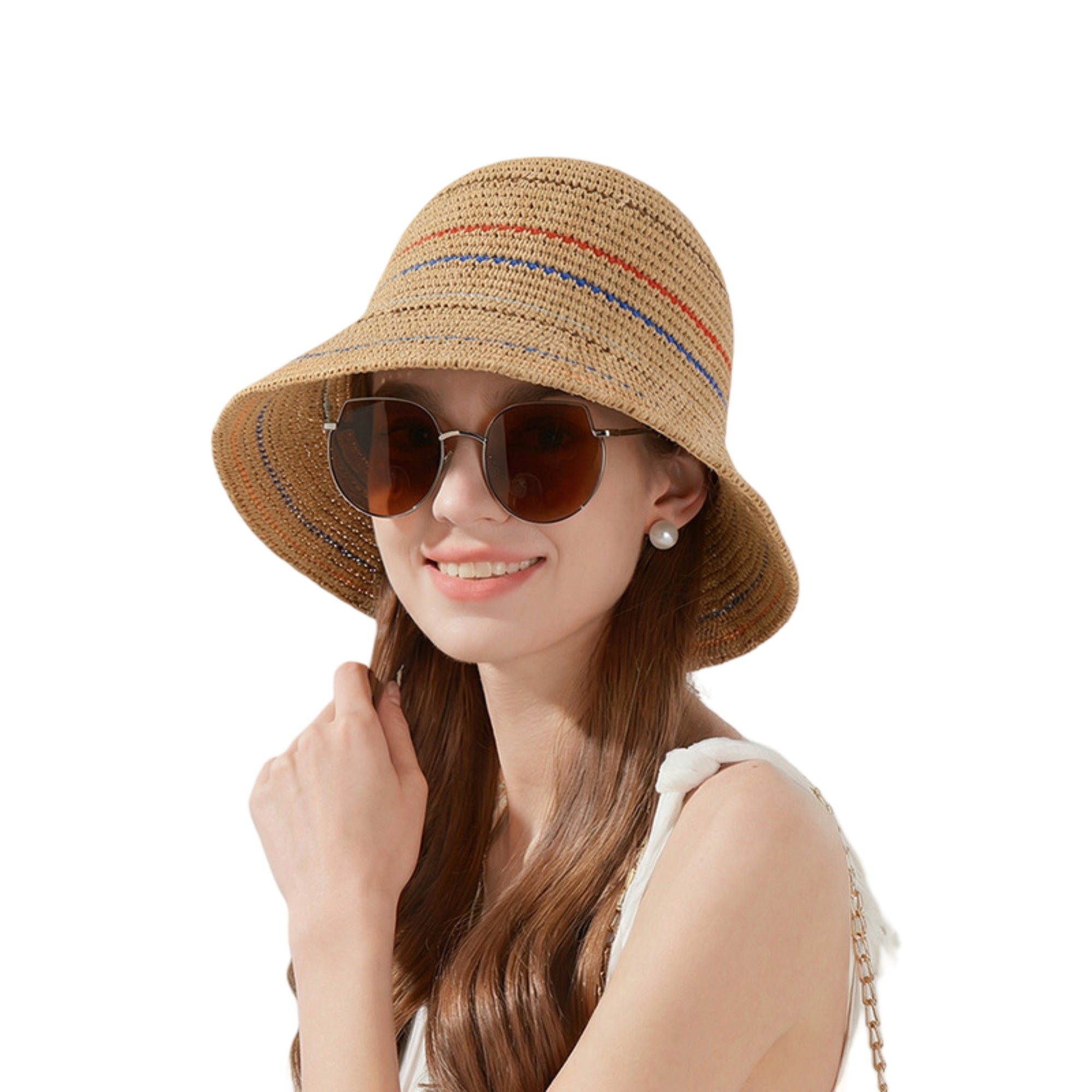 Anna-Kaci Womens Straw Bucket Hat Breathable Woven Sun Hat Lightweight Packable Summer Beach Hat