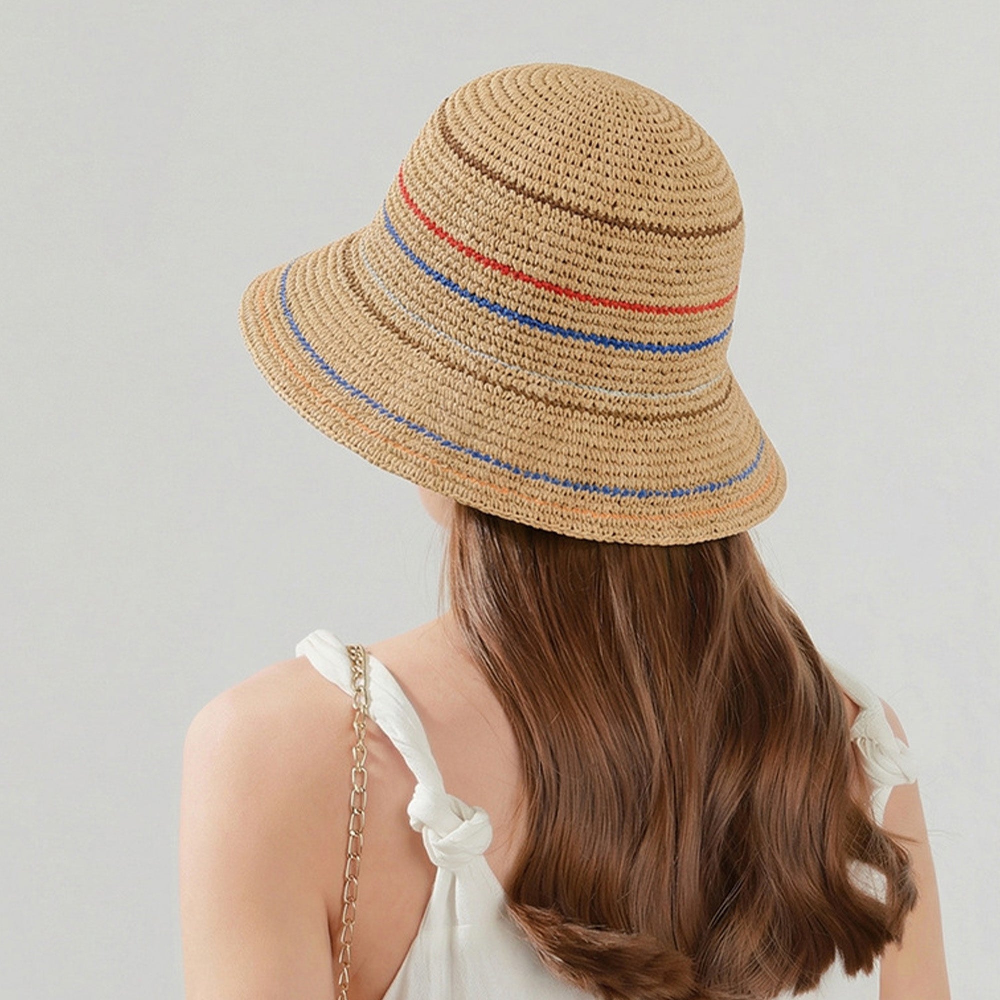 Anna-Kaci Womens Straw Bucket Hat Breathable Woven Sun Hat Lightweight Packable Summer Beach Hat