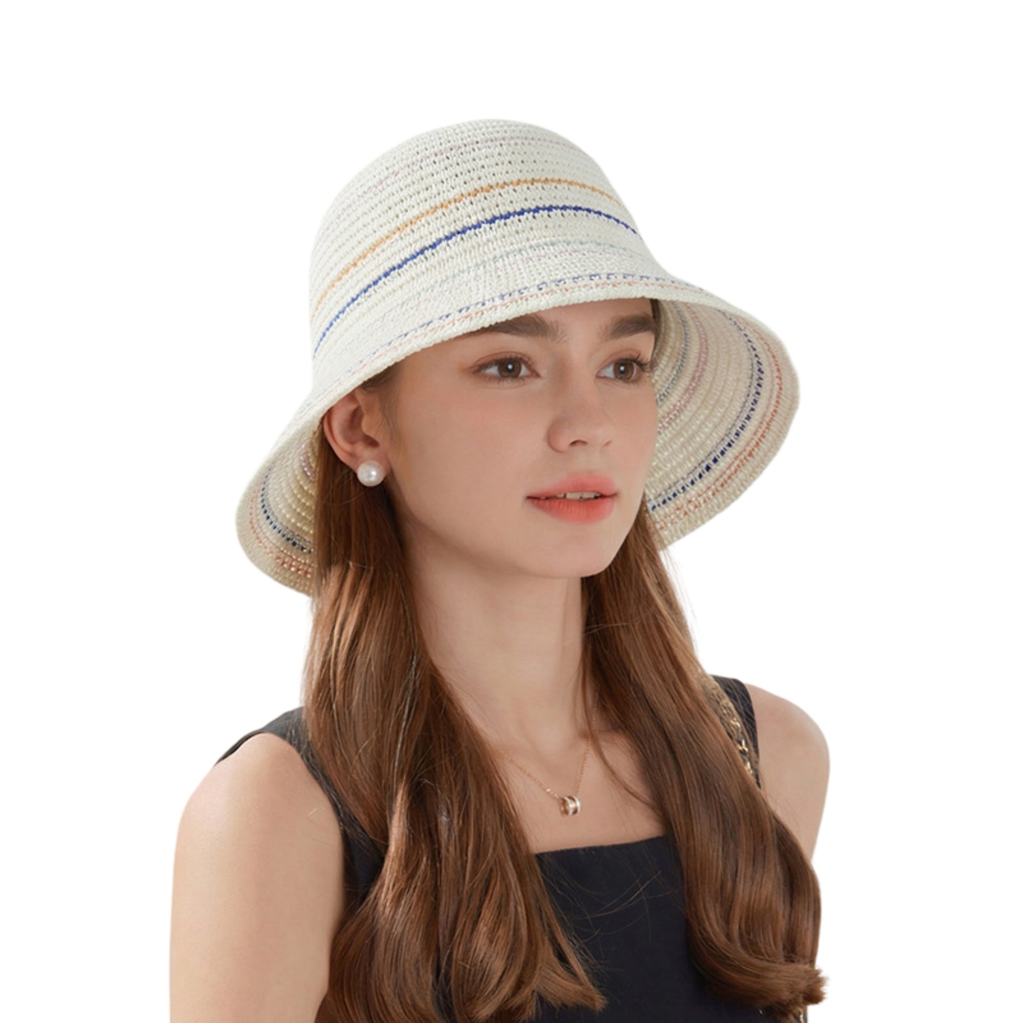 Anna-Kaci Womens Straw Bucket Hat Breathable Woven Sun Hat Lightweight Packable Summer Beach Hat