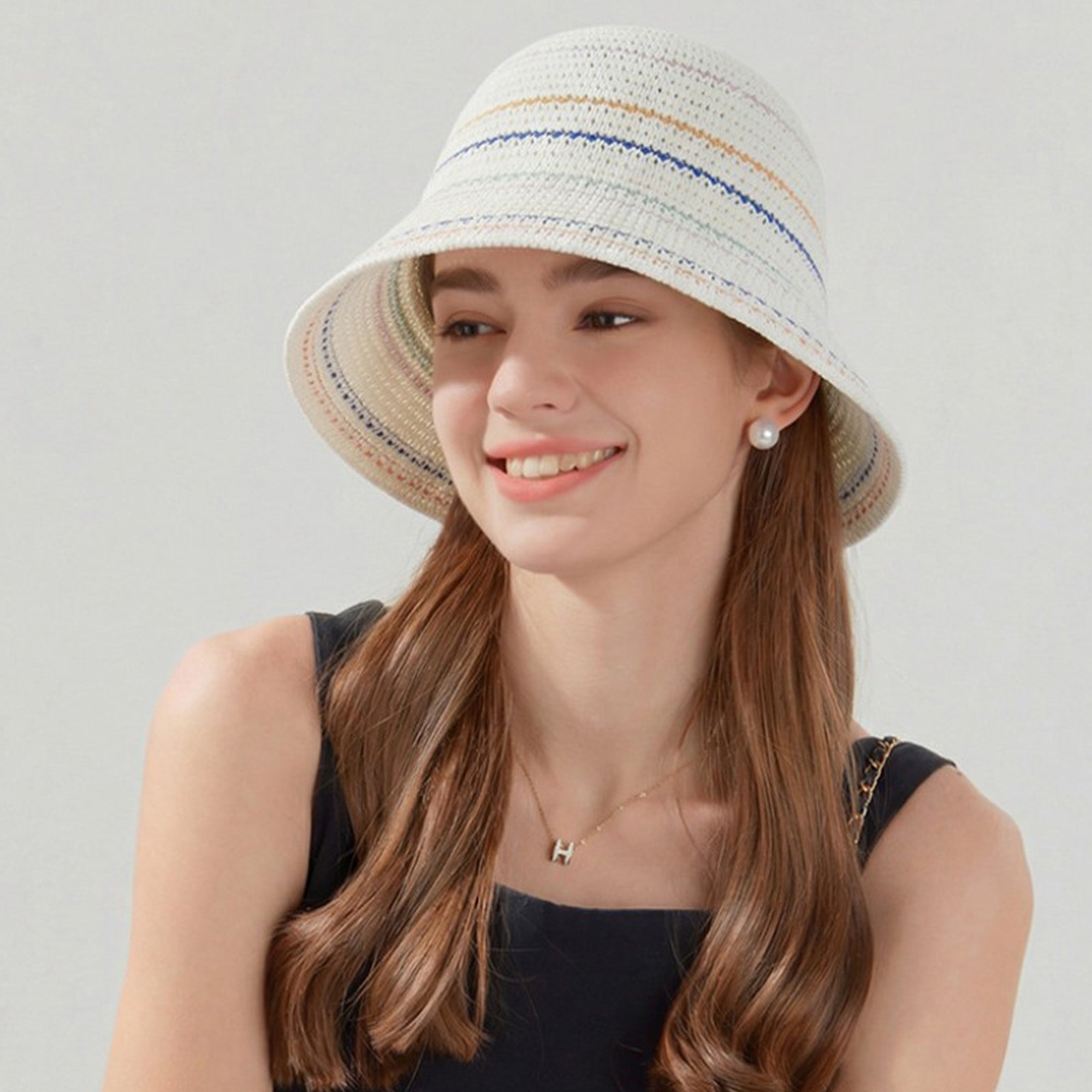Anna-Kaci Womens Straw Bucket Hat Breathable Woven Sun Hat Lightweight Packable Summer Beach Hat