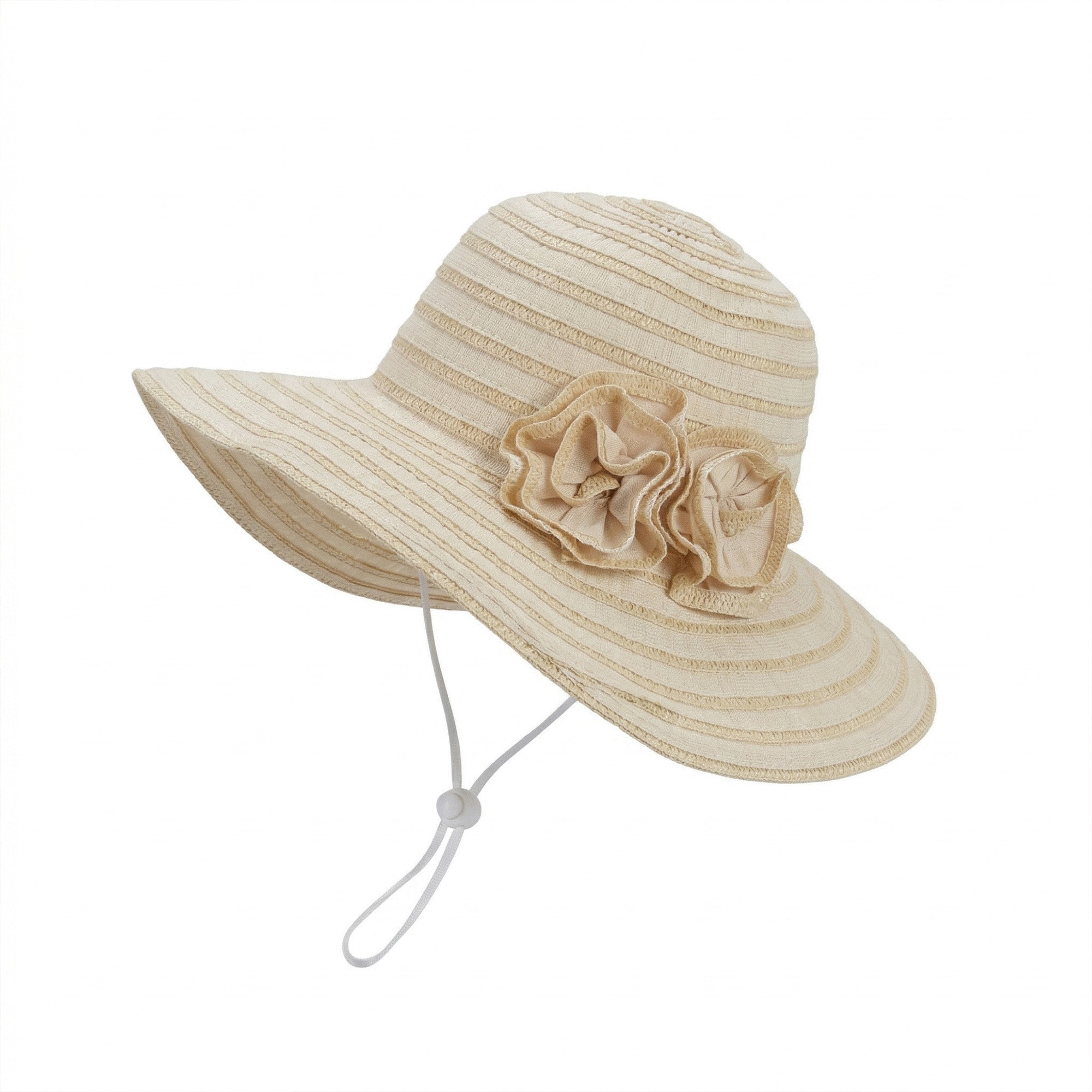 Anna-Kaci Womens Straw Sun Hat with Floral Accent Summer Beach Hat with Adjustable Chin Strap