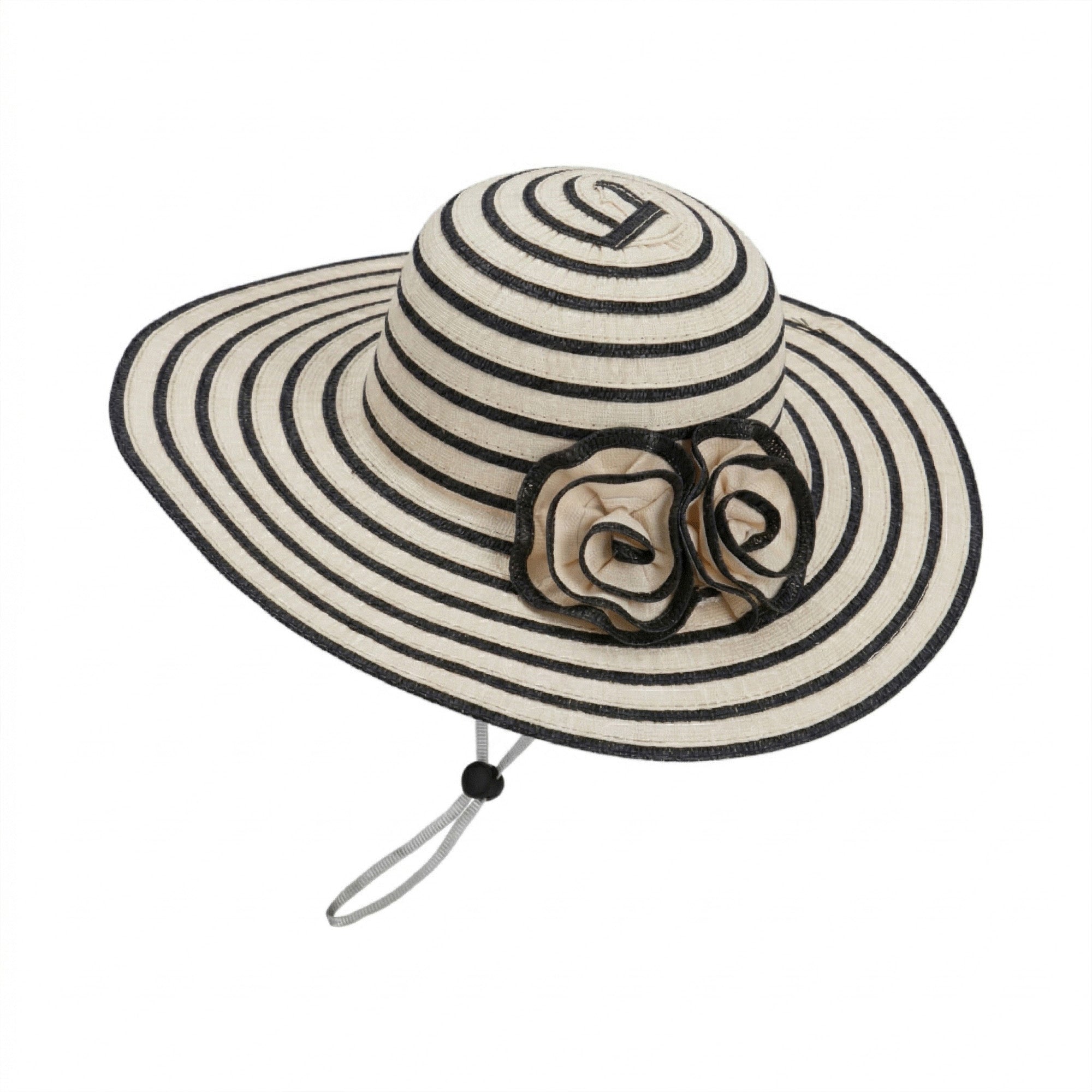 Anna-Kaci Womens Straw Sun Hat with Floral Accent Summer Beach Hat with Adjustable Chin Strap