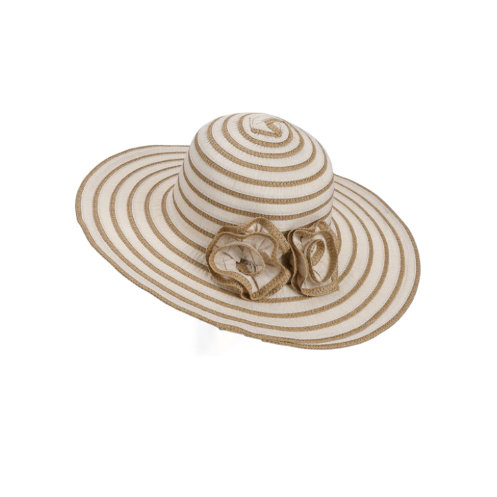 Anna-Kaci Womens Straw Sun Hat with Floral Accent Summer Beach Hat with Adjustable Chin Strap