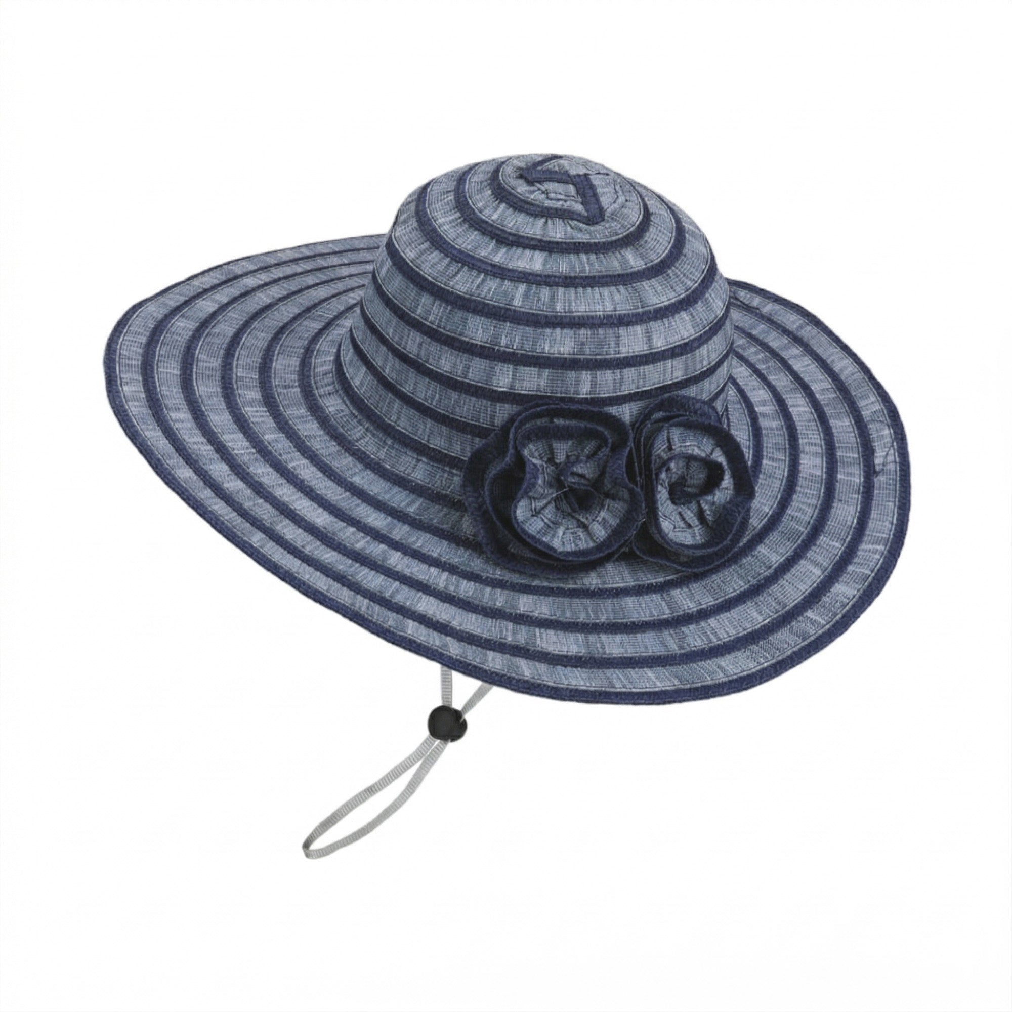 Anna-Kaci Womens Straw Sun Hat with Floral Accent Summer Beach Hat with Adjustable Chin Strap