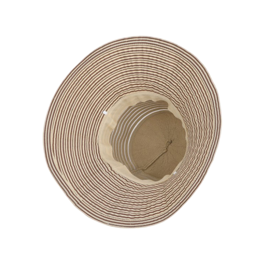 Anna-Kaci Womens Wide Brim Straw Sun Hat with Contrast Stripe Brim Bow Detail Lightweight Beach Hat