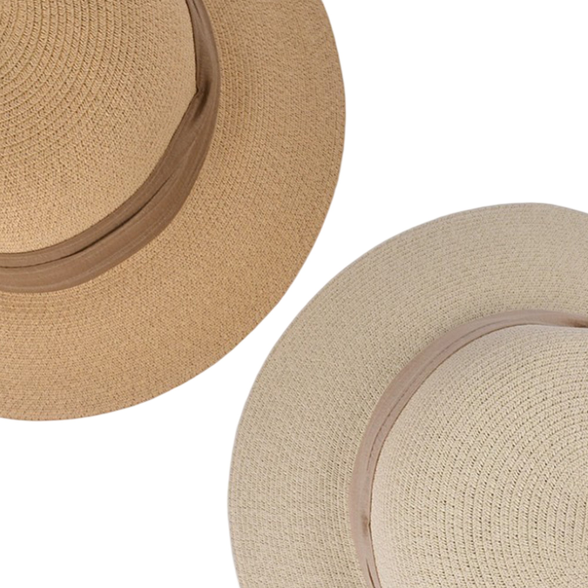 Anna-Kaci Womens Straw Sun Hat with Pearl Accent Band Lightweight Summer Beach Travel Hat