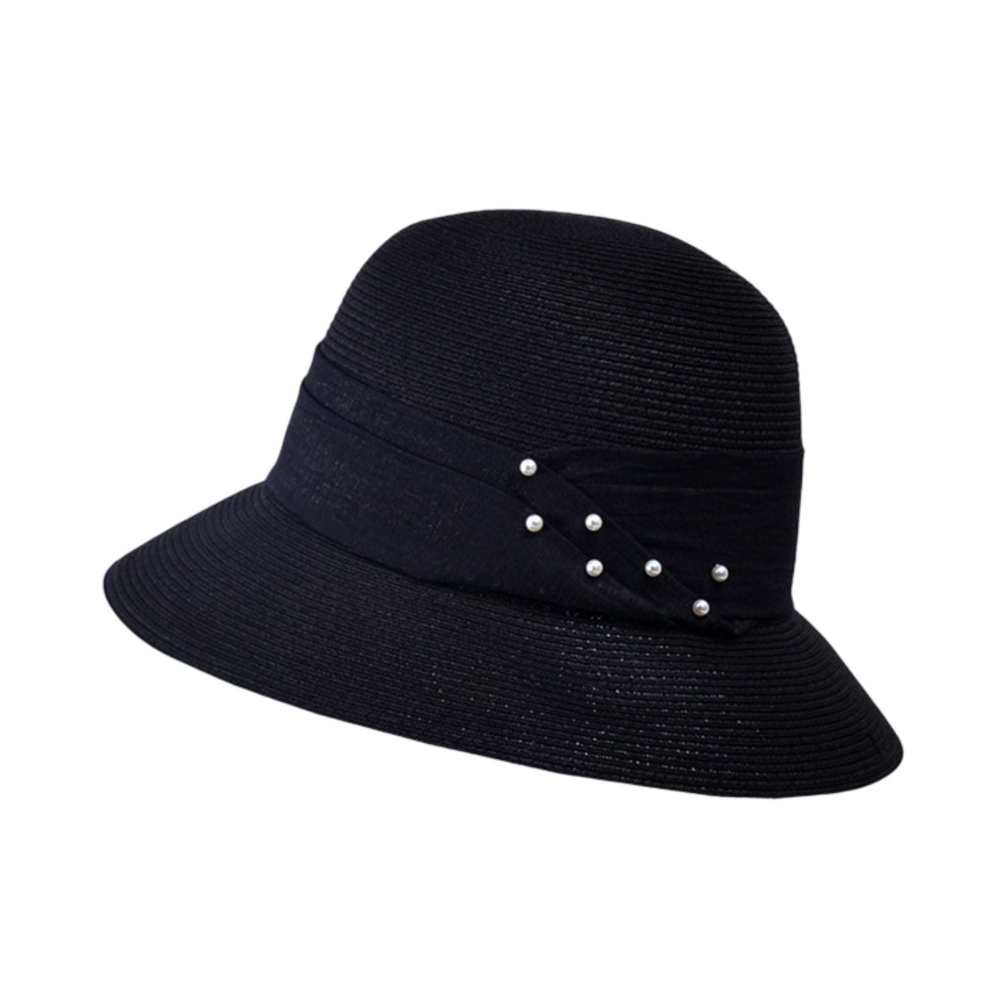Anna-Kaci Womens Straw Sun Hat with Pearl Accent Band Lightweight Summer Beach Travel Hat