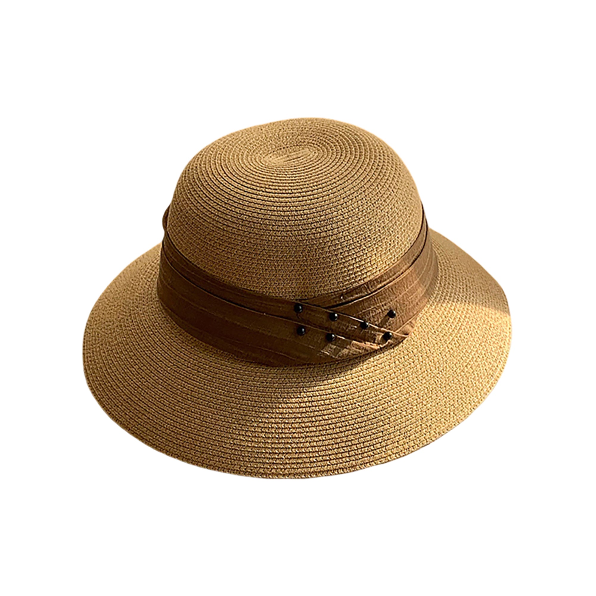 Anna-Kaci Womens Straw Sun Hat with Pearl Accent Band Lightweight Summer Beach Travel Hat