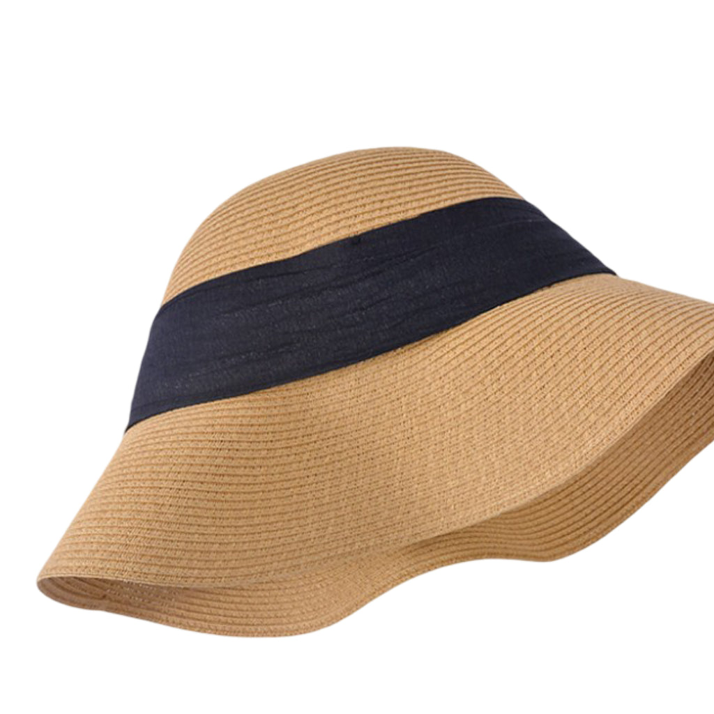 Anna-Kaci Womens Straw Sun Hat with Pearl Accent Band Lightweight Summer Beach Travel Hat