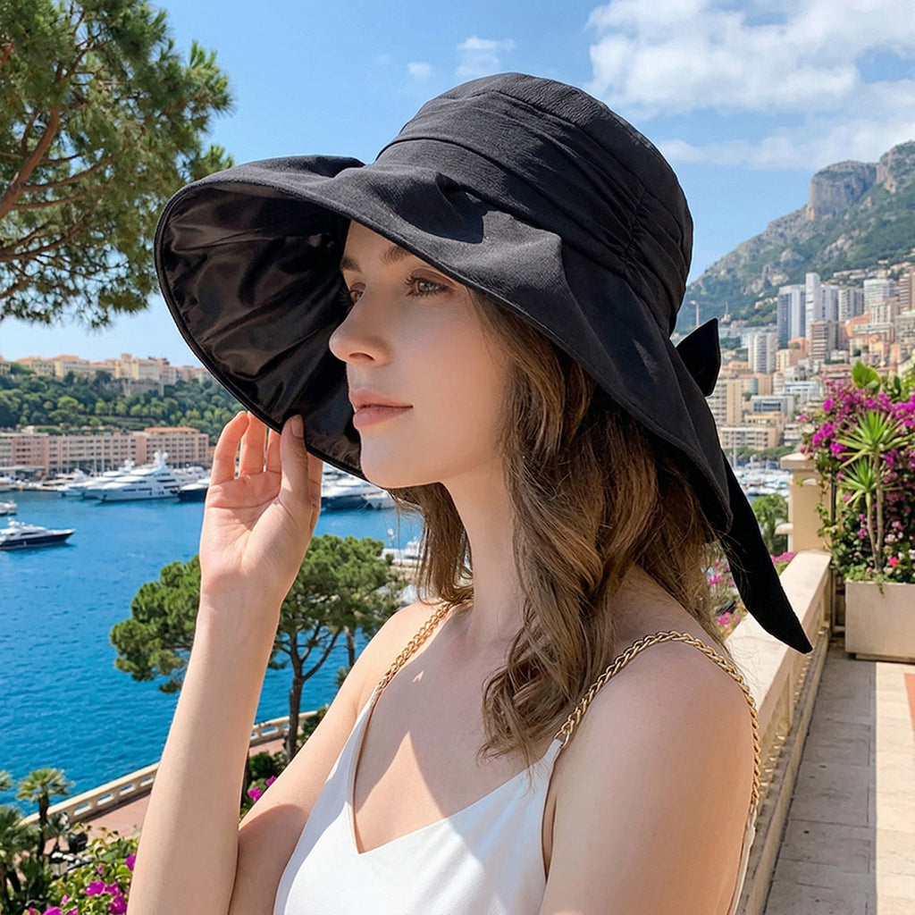 Anna-Kaci Womens Wide Brim Sun Hat with Bow Lightweight Breathable UV Protection Foldable Travel Beach Hat