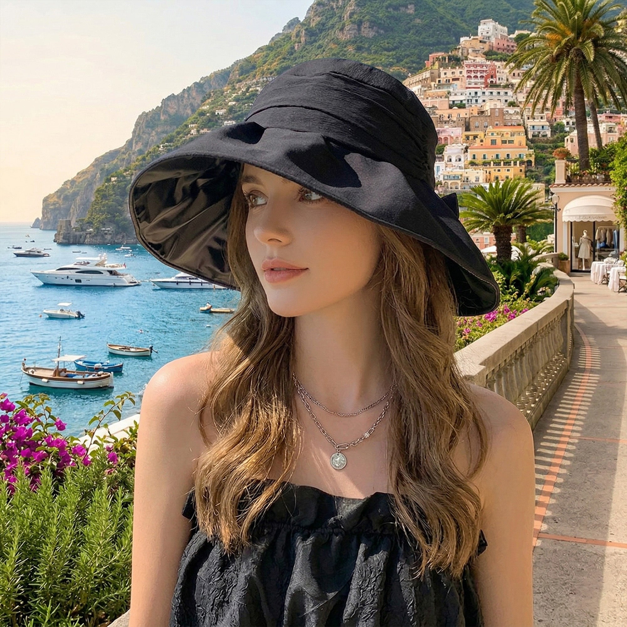 Anna-Kaci Womens Wide Brim Sun Hat with Bow Lightweight Breathable UV Protection Foldable Travel Beach Hat