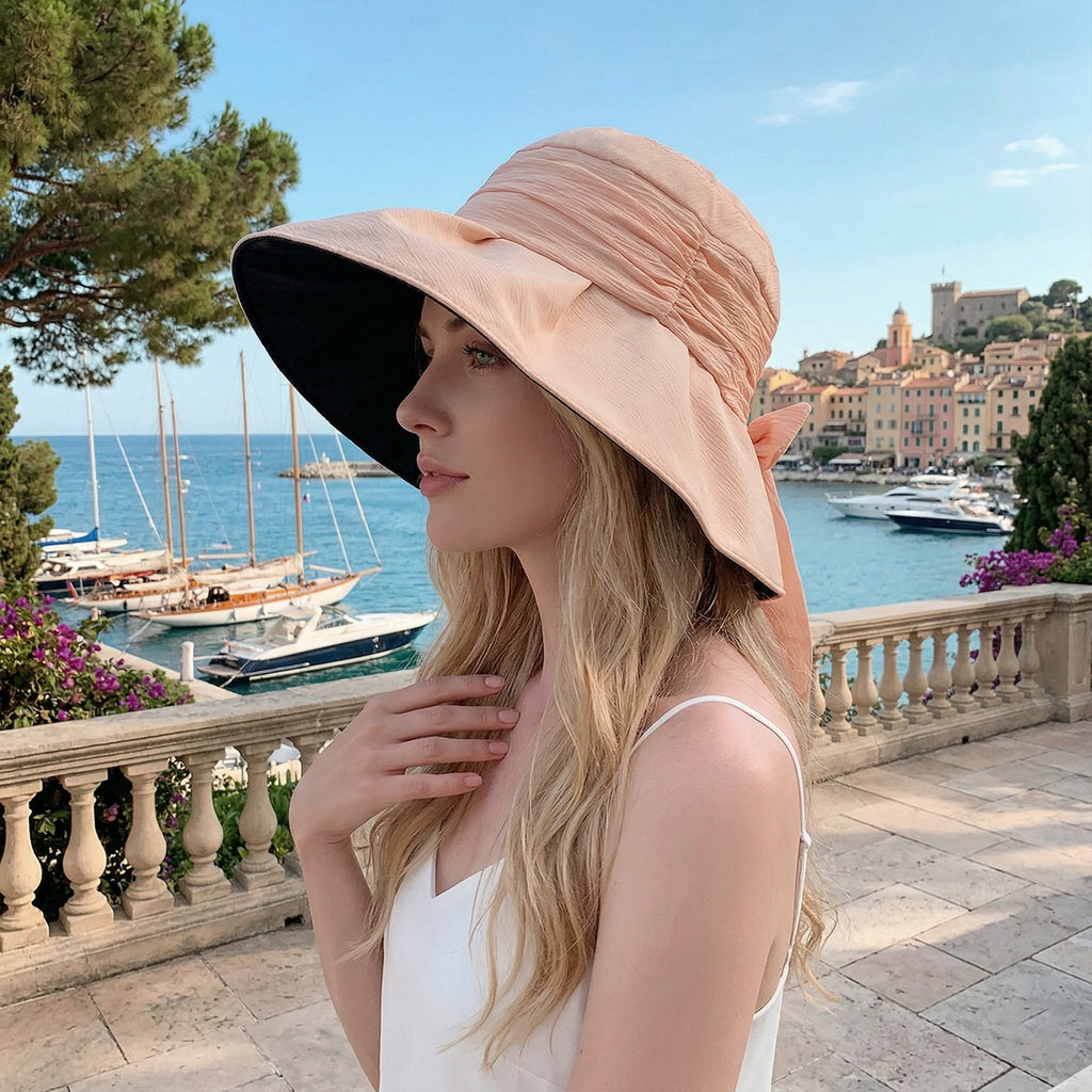 Anna-Kaci Womens Wide Brim Sun Hat with Bow Lightweight Breathable UV Protection Foldable Travel Beach Hat