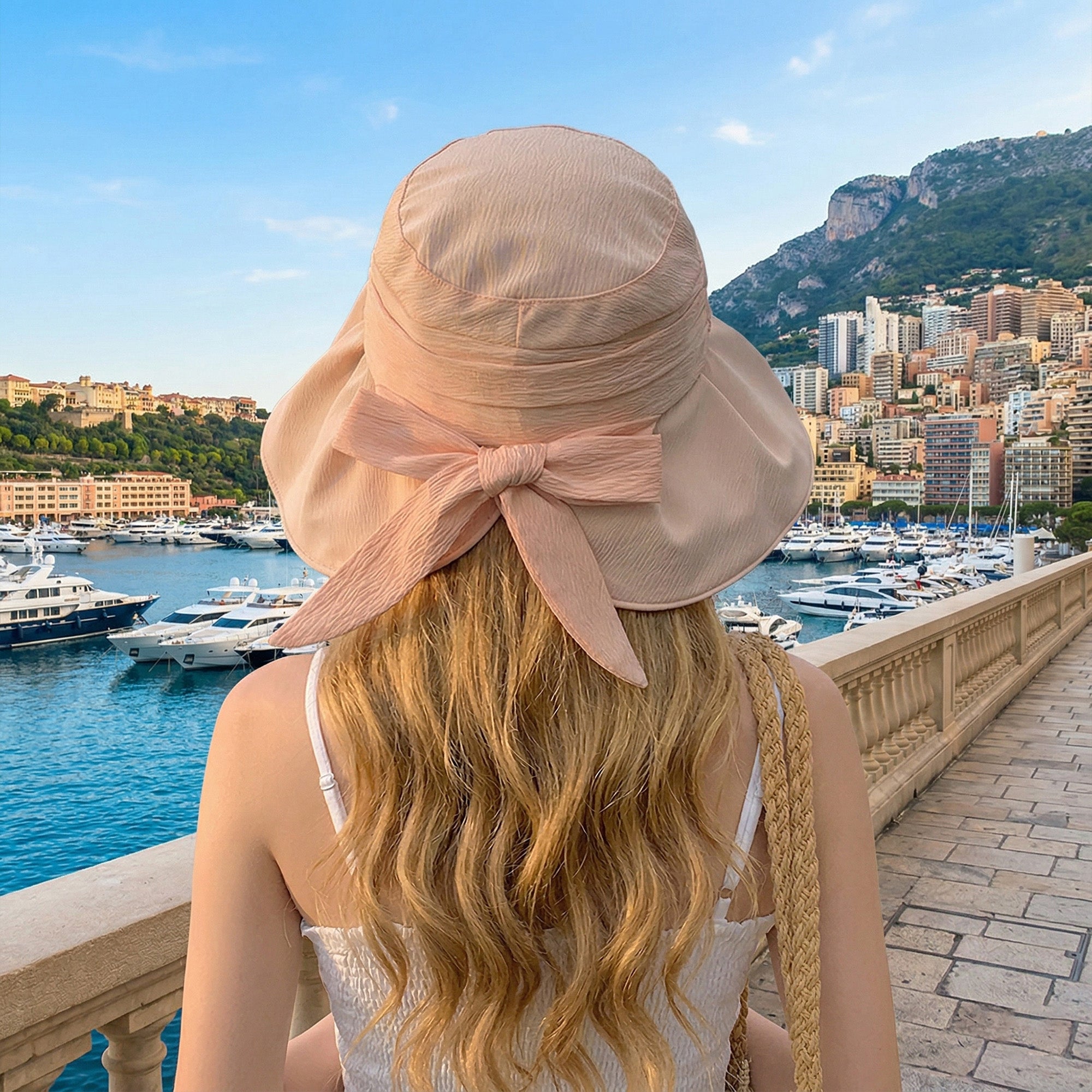 Anna-Kaci Womens Wide Brim Sun Hat with Bow Lightweight Breathable UV Protection Foldable Travel Beach Hat