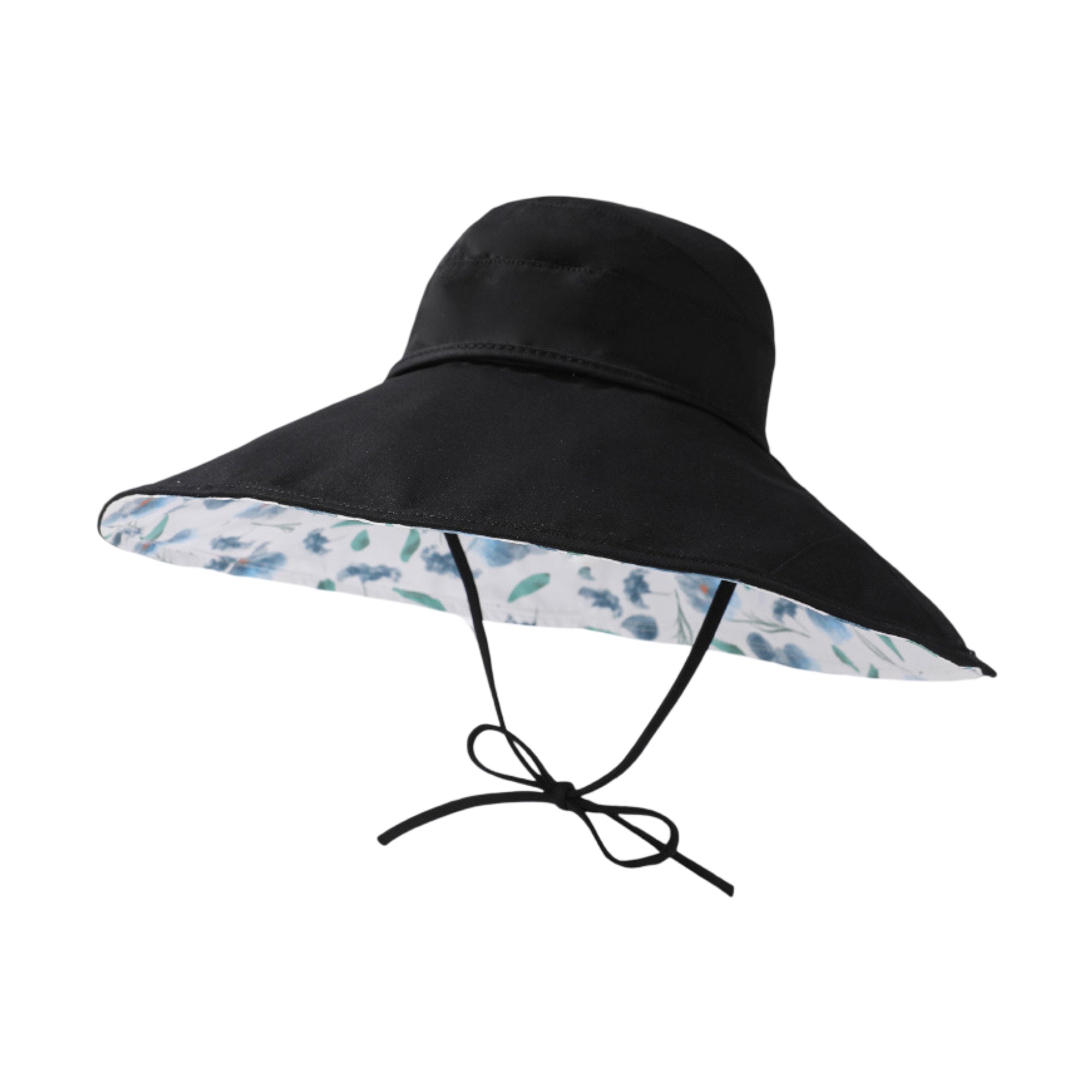Anna-Kaci Womens Wide Brim Sun Hat with Floral Lining Ponytail Opening Lightweight Packable Beach Hat