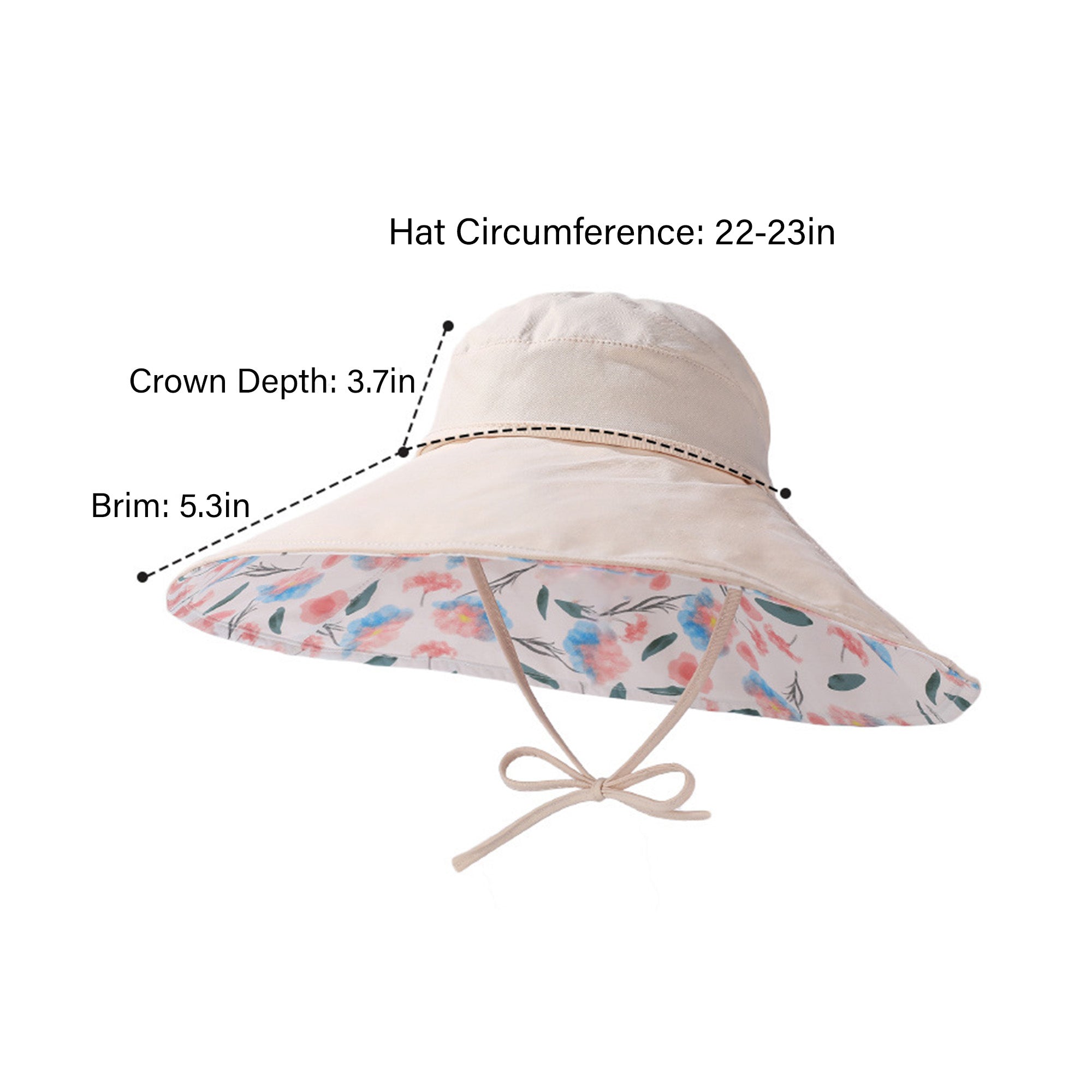 Anna-Kaci Womens Wide Brim Sun Hat with Floral Lining Ponytail Opening Lightweight Packable Beach Hat