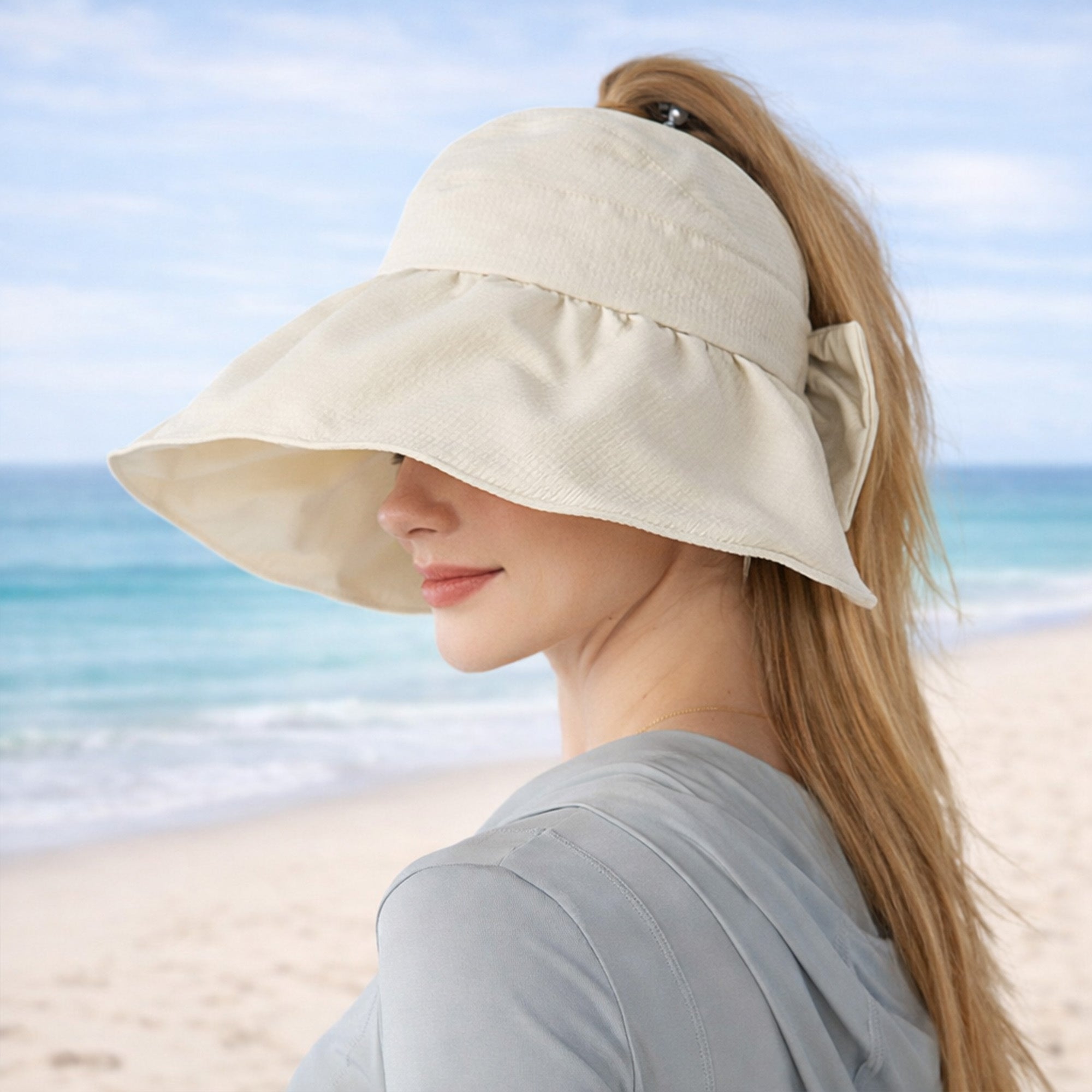 Anna-Kaci Womens Sun Hat with Ponytail Opening UV Protection Packable Summer Beach Hat