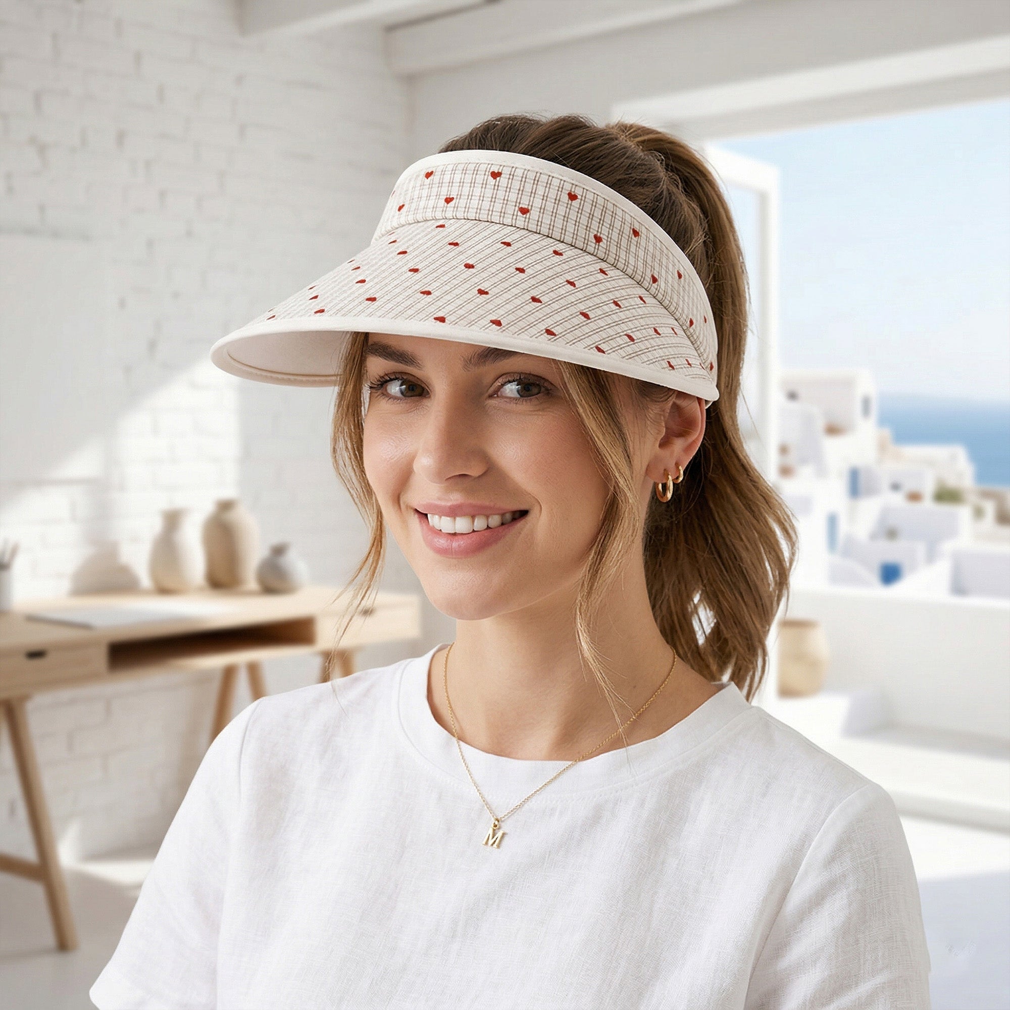 Anna-Kaci Womens Sun Visor Hat Lightweight Breathable Wide Brim Open Top Summer Travel Beach Hat