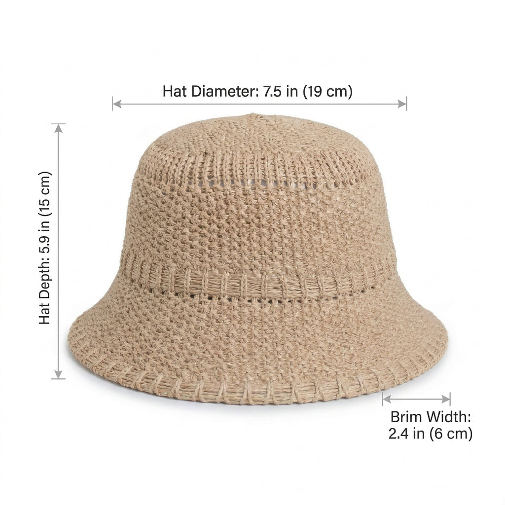 Anna-Kaci Women's Straw Bucket Hat Lightweight Woven Sun Hat Packable Summer Beach Hat with Breathable Design