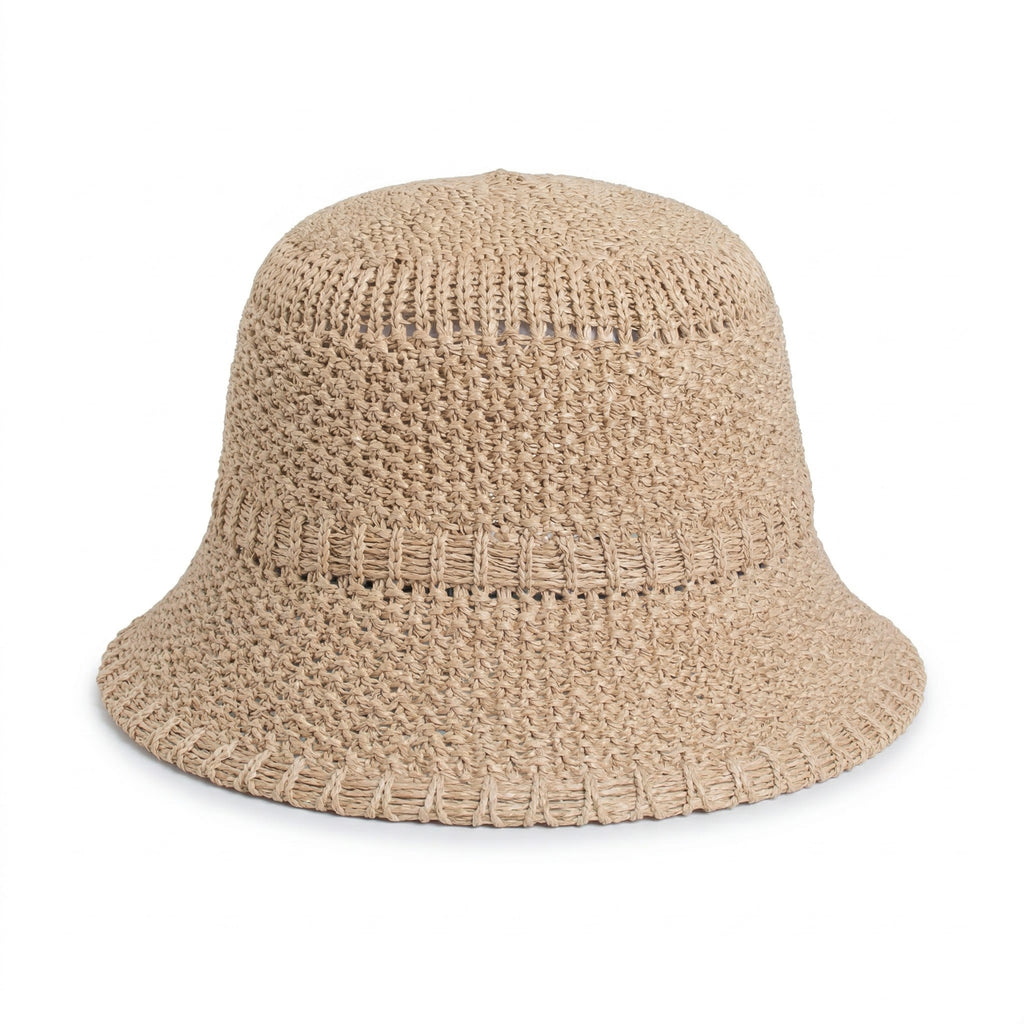 Anna-Kaci Women's Straw Bucket Hat Lightweight Woven Sun Hat Packable Summer Beach Hat with Breathable Design