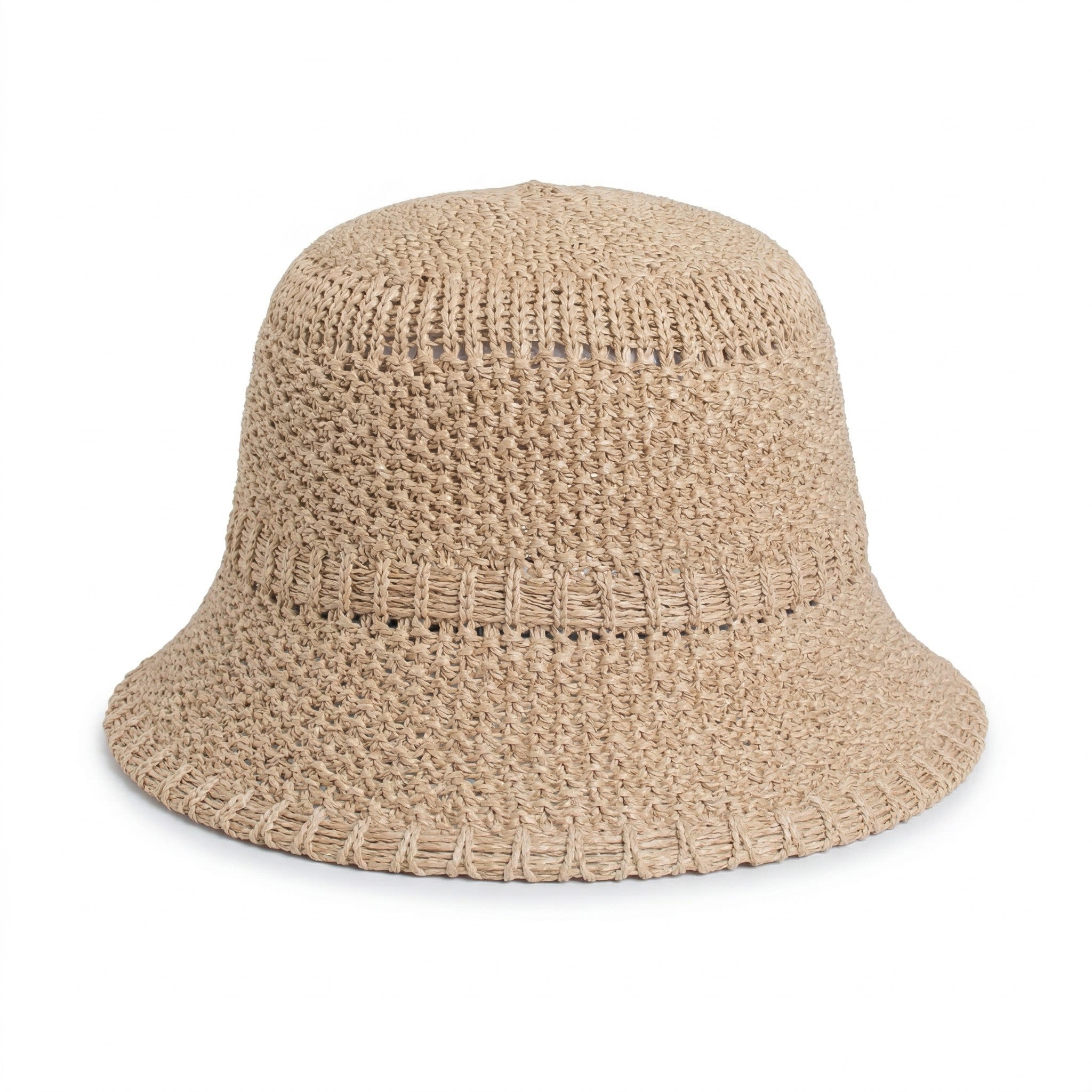 Anna-Kaci Women's Straw Bucket Hat Lightweight Woven Sun Hat Packable Summer Beach Hat with Breathable Design