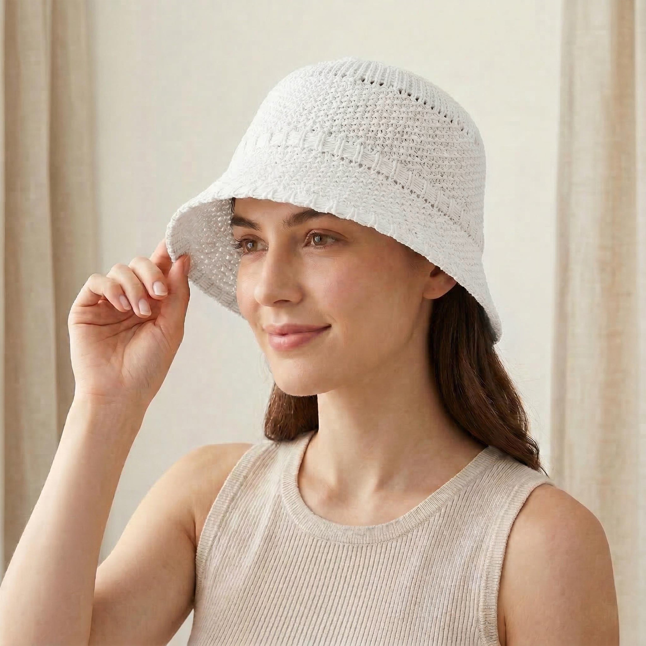 Anna-Kaci Women's Straw Bucket Hat Lightweight Woven Sun Hat Packable Summer Beach Hat with Breathable Design