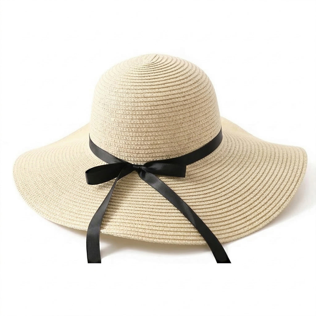 Anna-Kaci Wide Brim Straw Sun Hat with Bow Ribbon Beach Hat for Women Summer UV Protection Floppy Hat