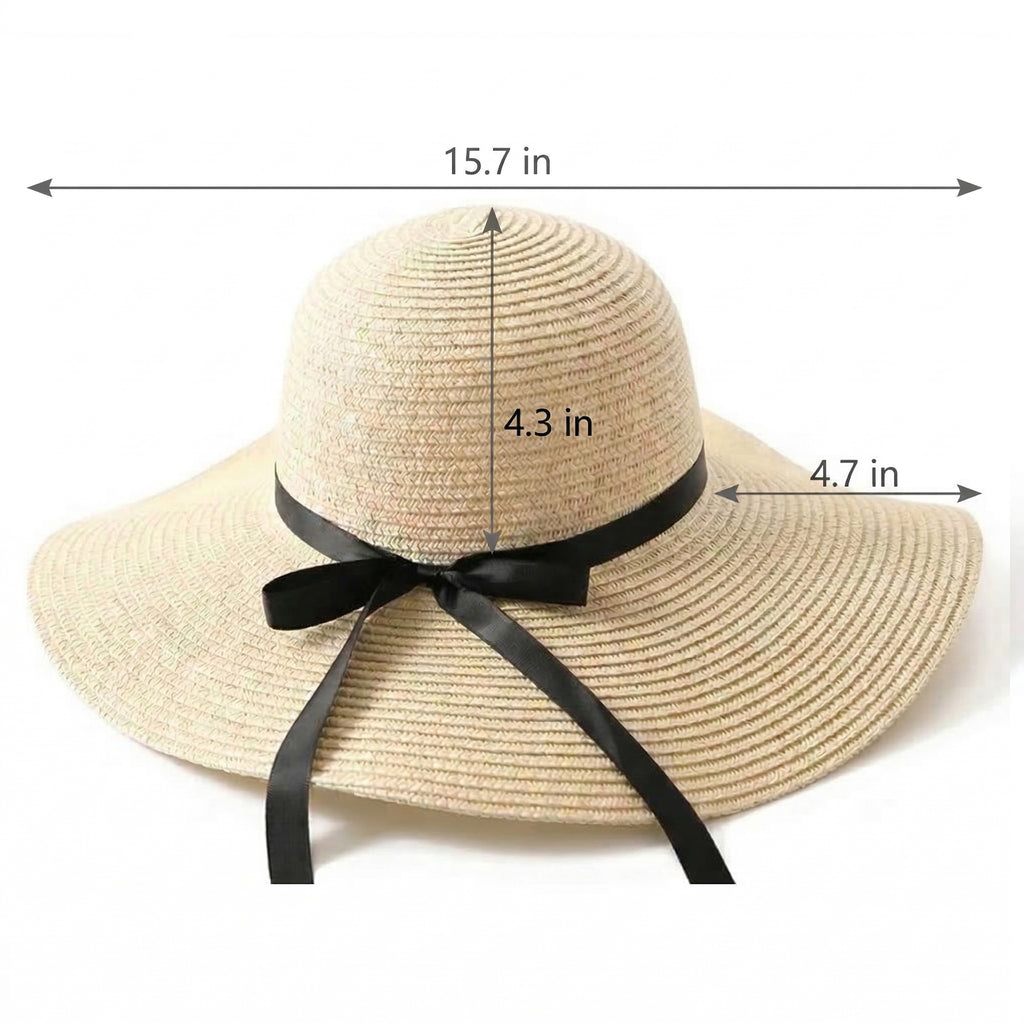 Anna-Kaci Wide Brim Straw Sun Hat with Bow Ribbon Beach Hat for Women Summer UV Protection Floppy Hat