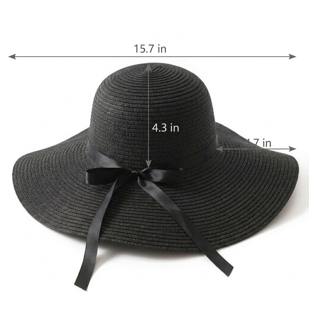 Anna-Kaci Wide Brim Straw Sun Hat with Bow Ribbon Beach Hat for Women Summer UV Protection Floppy Hat
