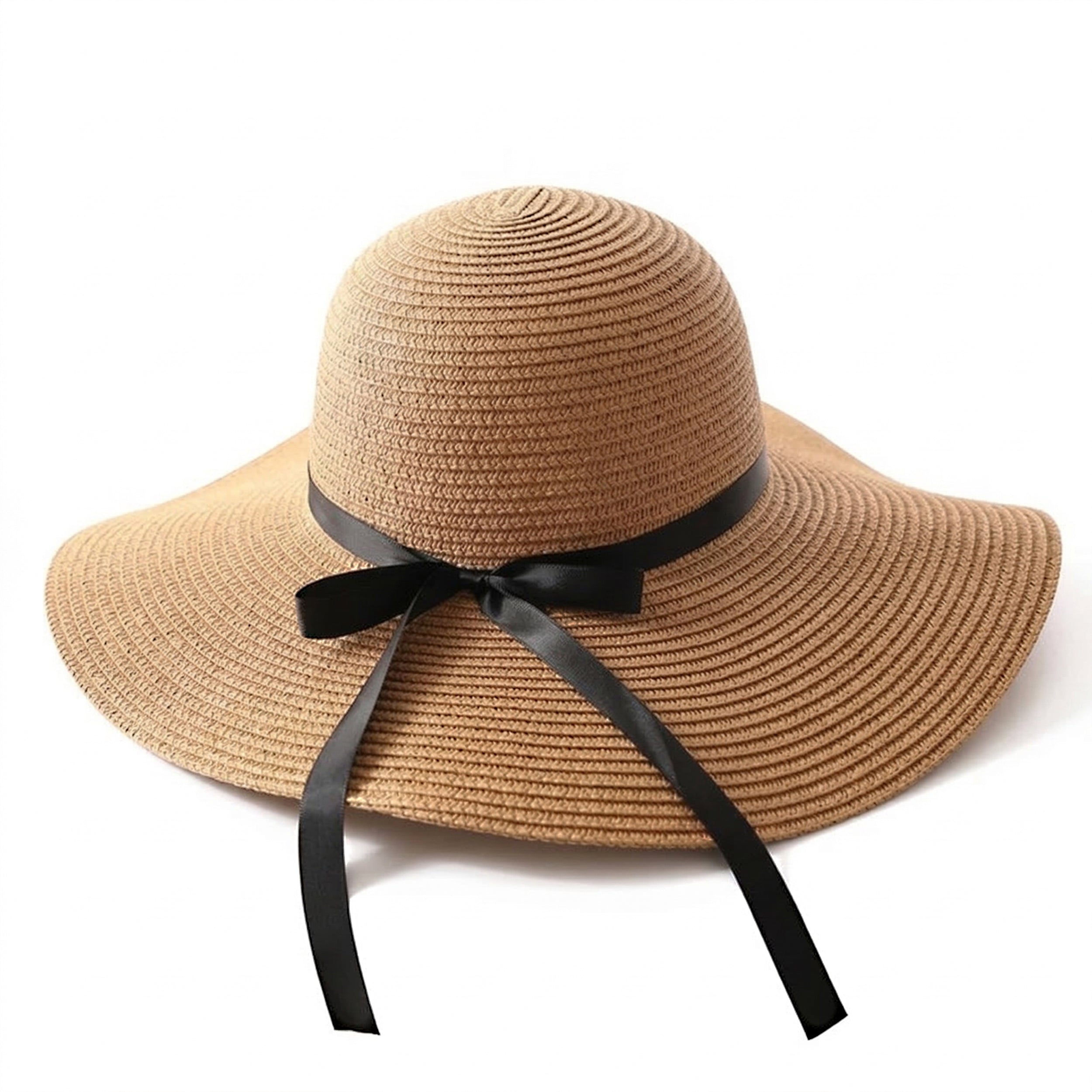Anna-Kaci Wide Brim Straw Sun Hat with Bow Ribbon Beach Hat for Women Summer UV Protection Floppy Hat