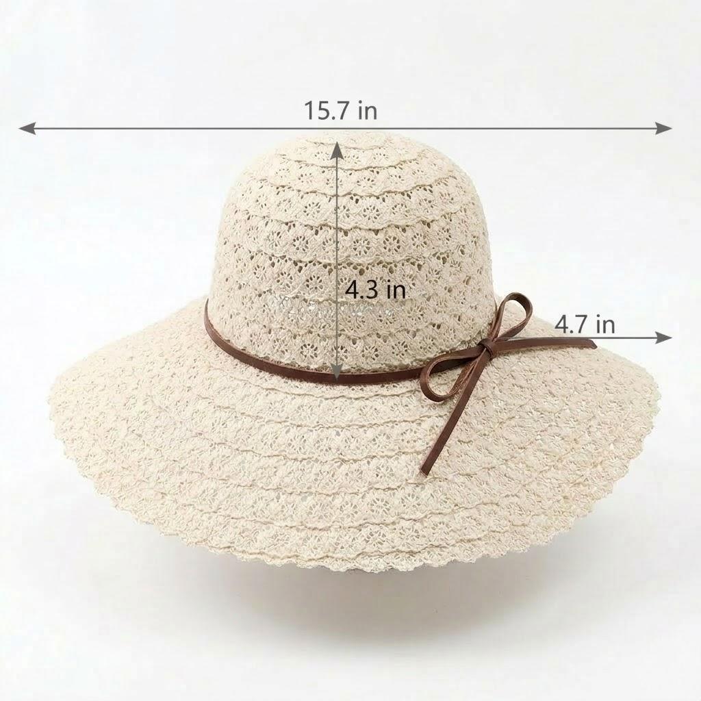 Anna-Kaci Women Wide Brim Crochet Sun Hat Lightweight Breathable Straw Hat with Chin Strap