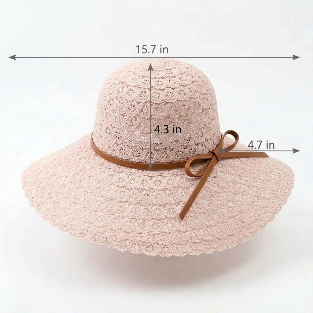 Anna-Kaci Women Wide Brim Crochet Sun Hat Lightweight Breathable Straw Hat with Chin Strap