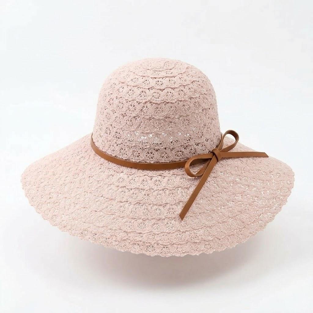 Anna-Kaci Women Wide Brim Crochet Sun Hat Lightweight Breathable Straw Hat with Chin Strap