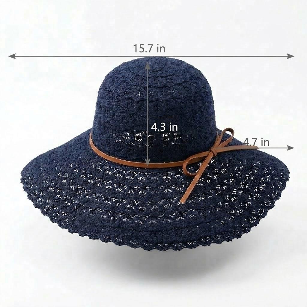 Anna-Kaci Women Wide Brim Crochet Sun Hat Lightweight Breathable Straw Hat with Chin Strap