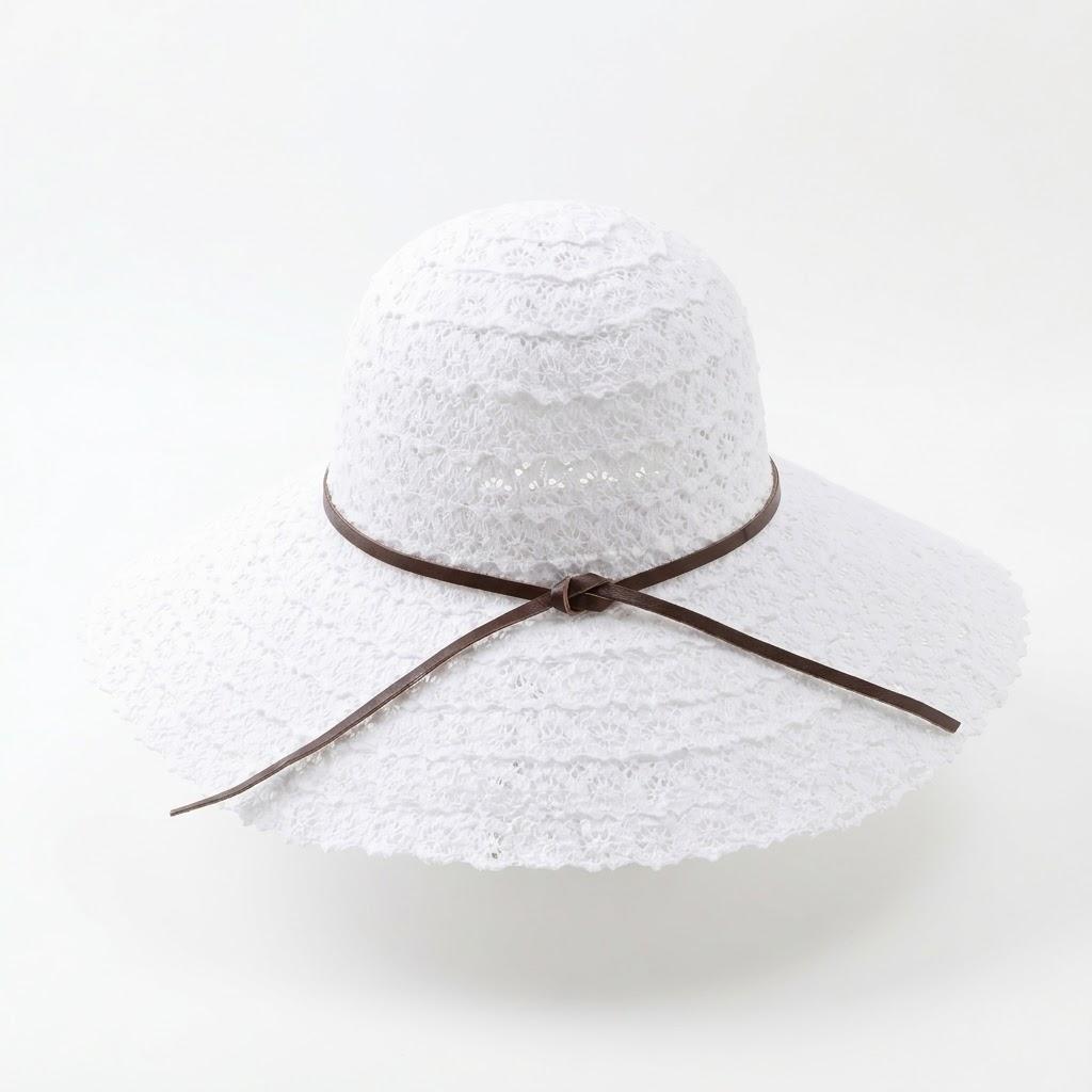 Anna-Kaci Women Wide Brim Crochet Sun Hat Lightweight Breathable Straw Hat with Chin Strap