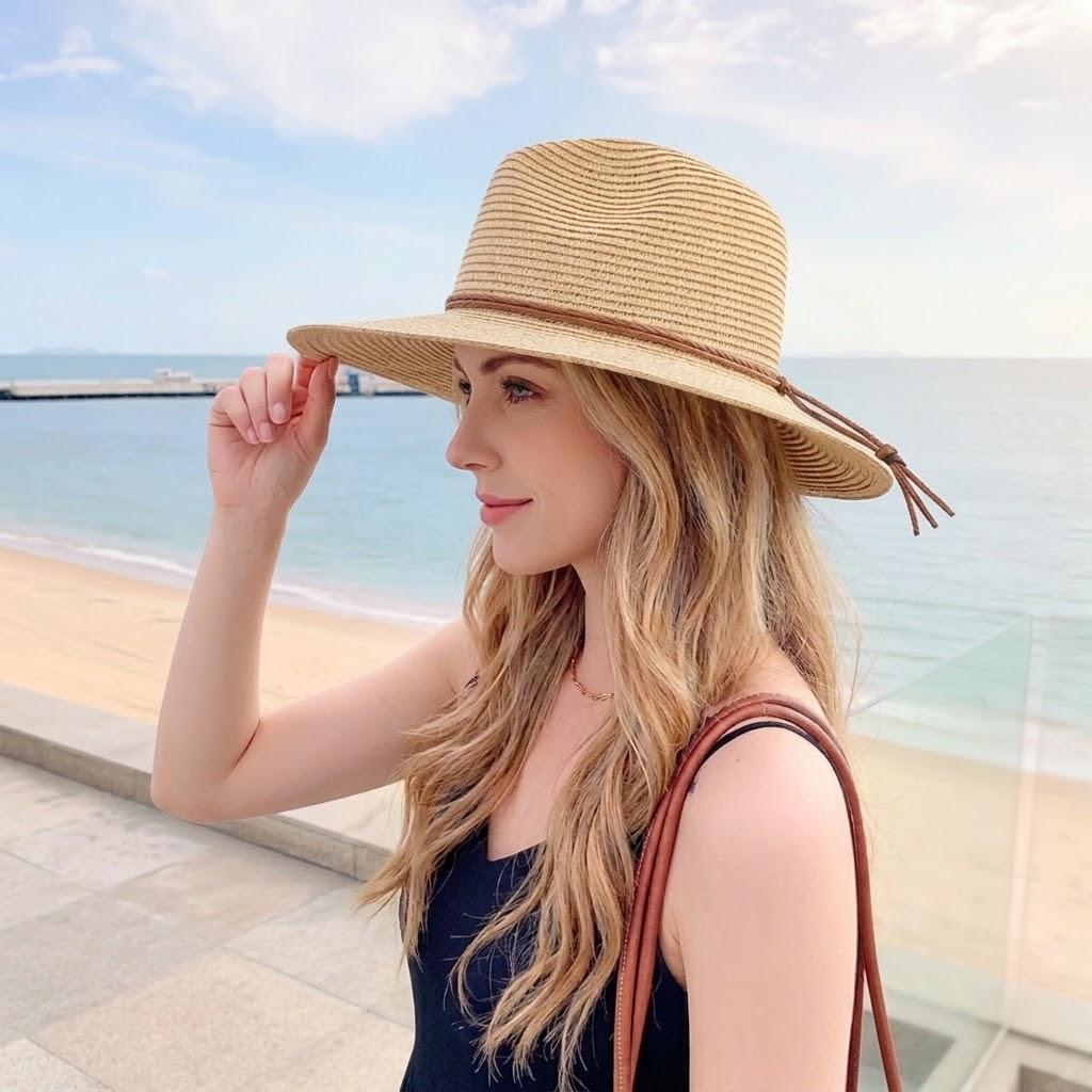 Anna-Kaci Women Wide Brim Straw Sun Hat Lightweight Breathable Summer Beach Hat Packable