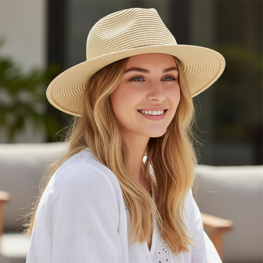Anna-Kaci Women Wide Brim Straw Sun Hat Lightweight Breathable Summer Beach Hat Packable