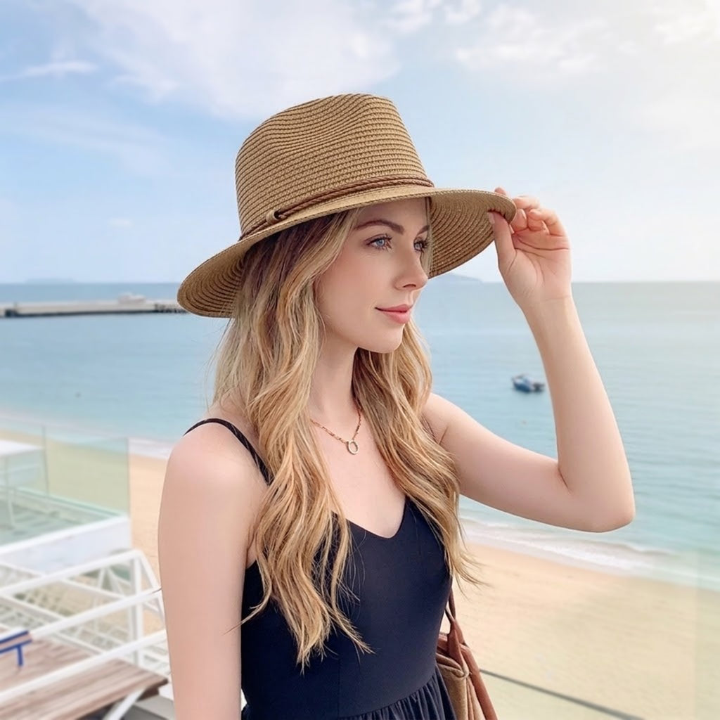 Anna-Kaci Women Wide Brim Straw Sun Hat Lightweight Breathable Summer Beach Hat Packable