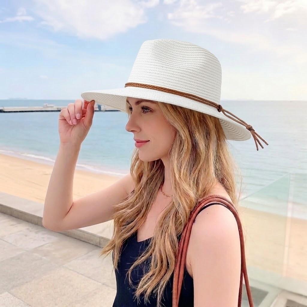 Anna-Kaci Women Wide Brim Straw Sun Hat Lightweight Breathable Summer Beach Hat Packable