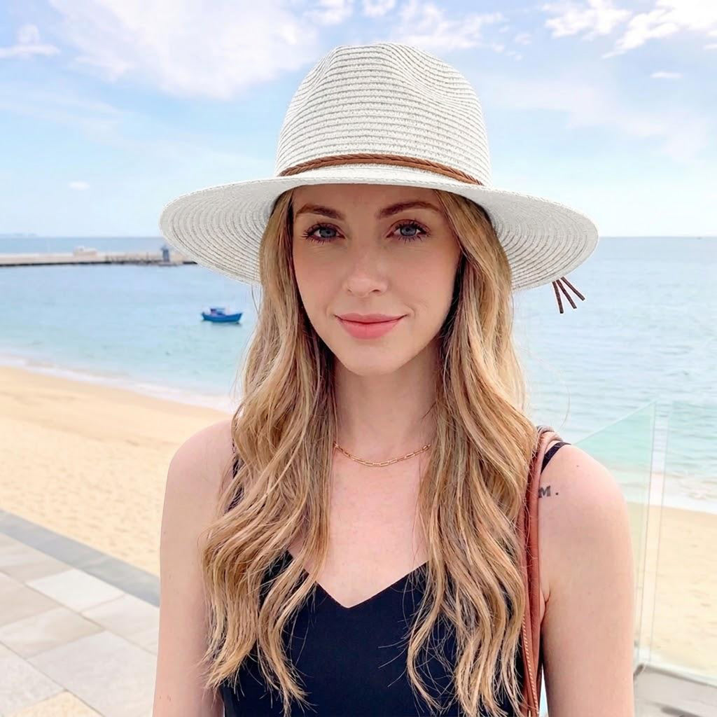 Anna-Kaci Women Wide Brim Straw Sun Hat Lightweight Breathable Summer Beach Hat Packable