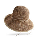 Anna-Kaci Women Crochet Bucket Hat Lightweight Breathable Straw Summer Hat with Tie Detail