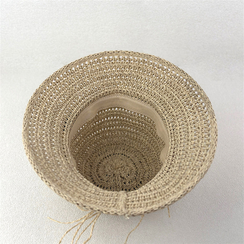 Anna-Kaci Women Crochet Bucket Hat Lightweight Breathable Straw Sun Hat with Woven Band
