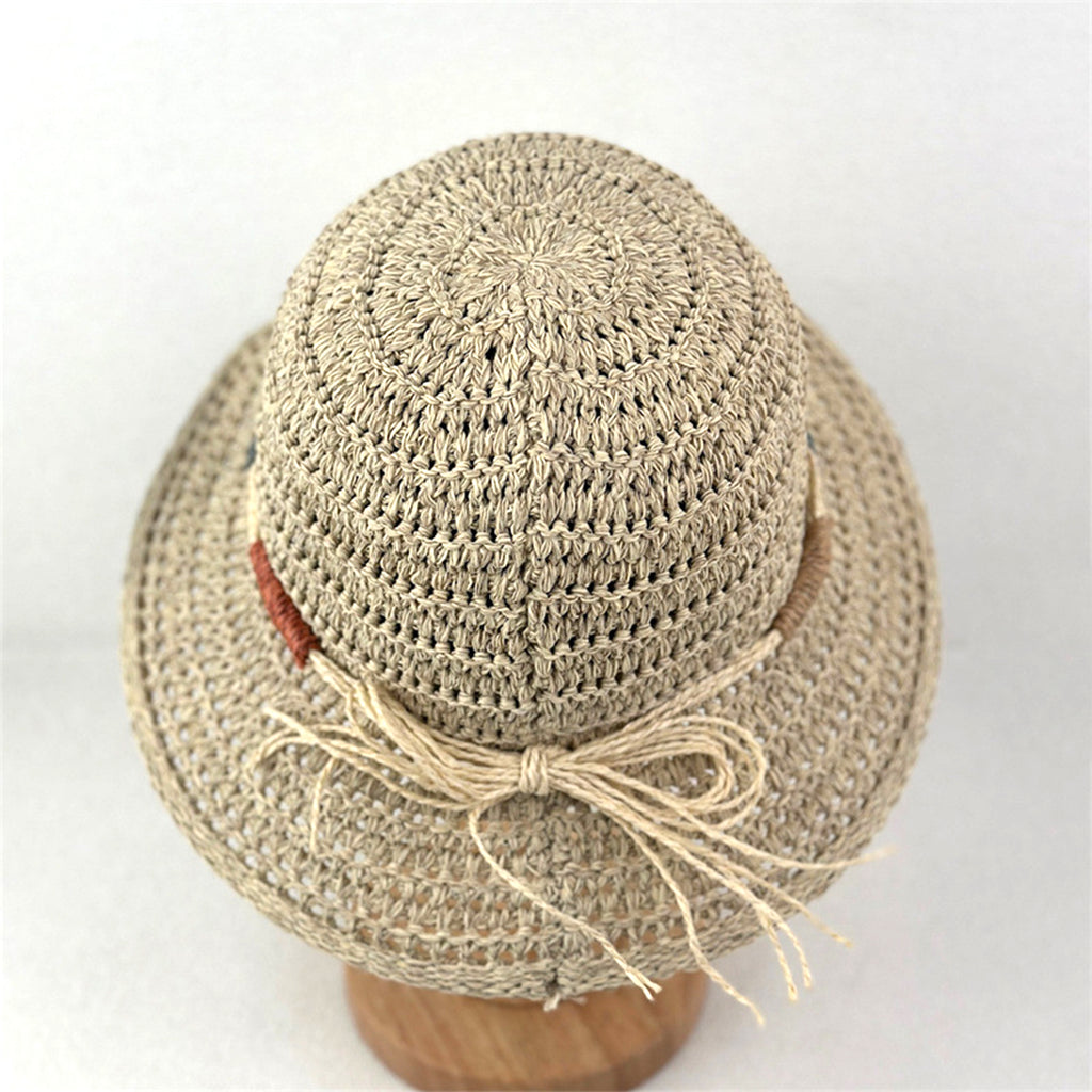 Anna-Kaci Women Crochet Bucket Hat Lightweight Breathable Straw Sun Hat with Woven Band