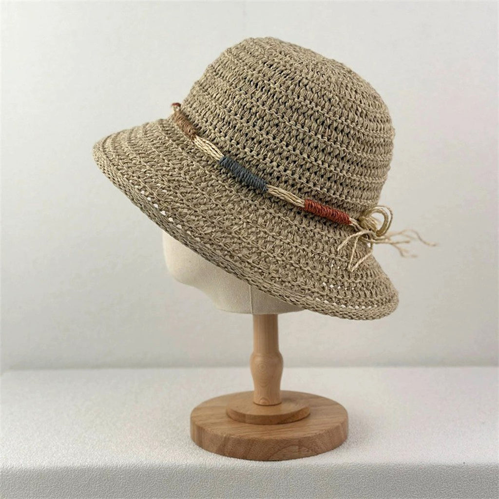 Anna-Kaci Women Crochet Bucket Hat Lightweight Breathable Straw Sun Hat with Woven Band