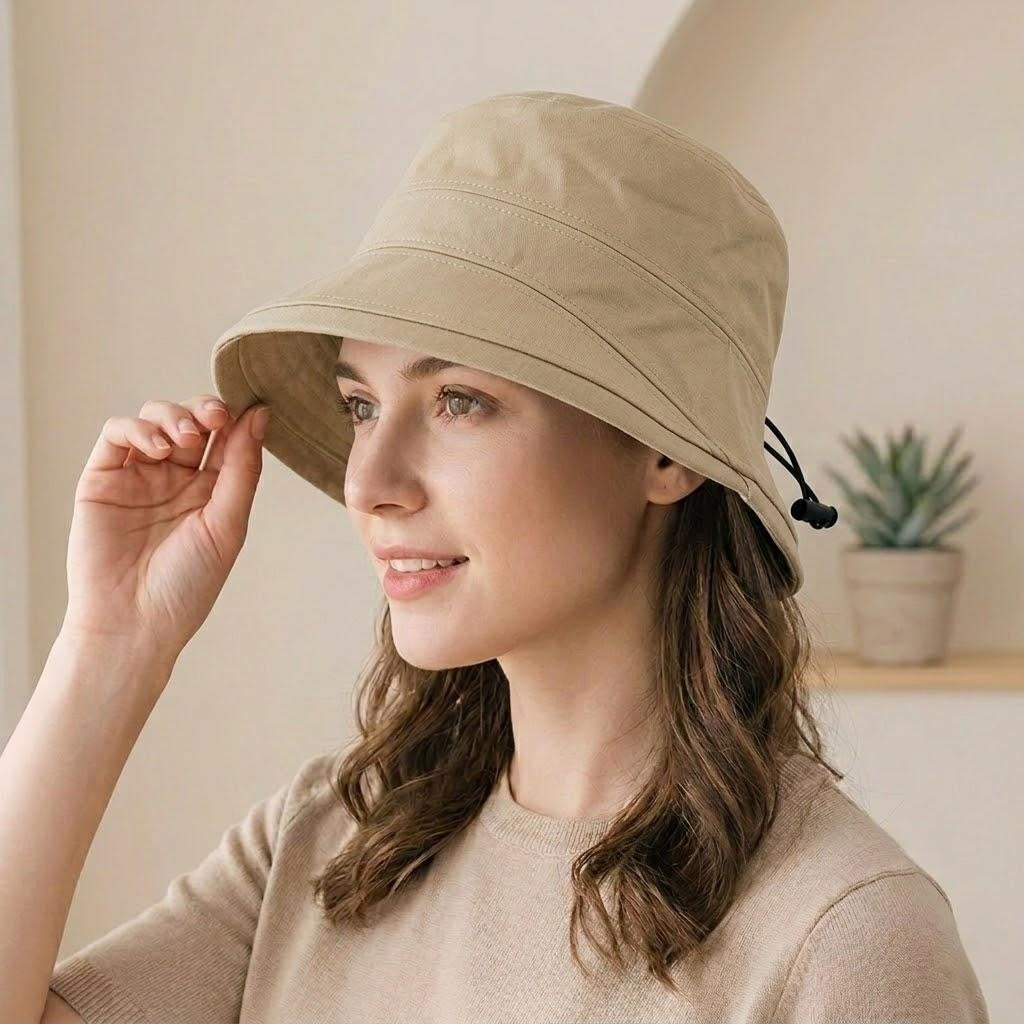 Anna-Kaci Women Cotton Bucket Hat Lightweight Sun Hat with Adjustable Drawstring Wide Brim