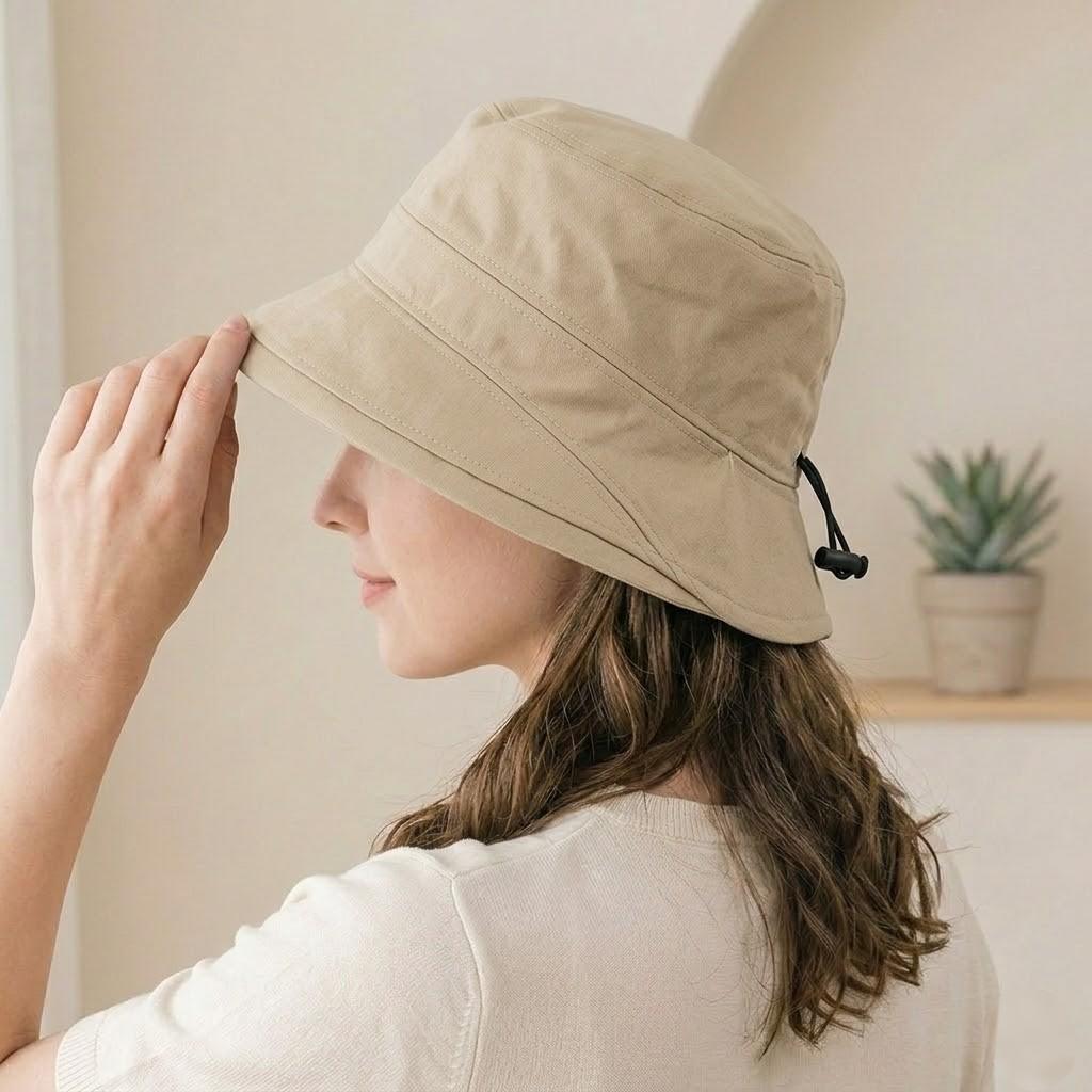 Anna-Kaci Women Cotton Bucket Hat Lightweight Sun Hat with Adjustable Drawstring Wide Brim