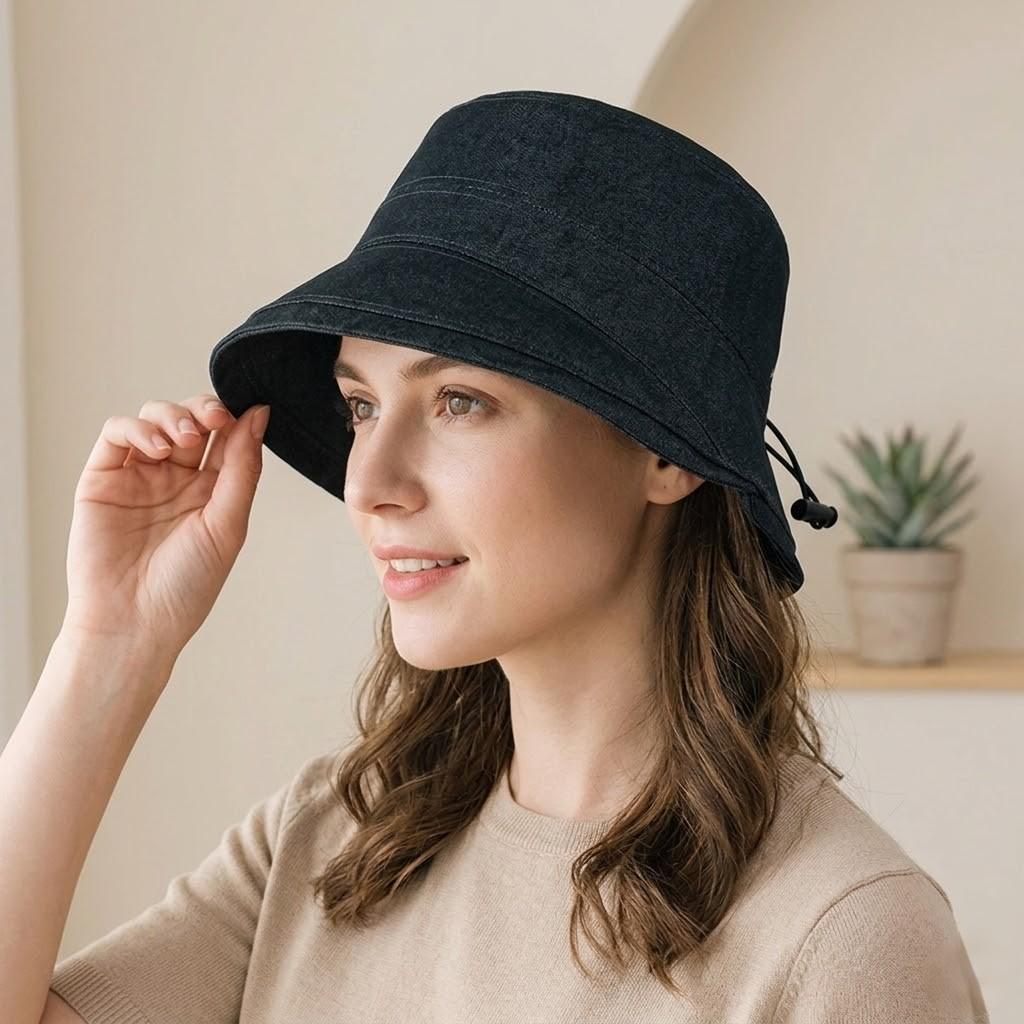 Anna-Kaci Women Cotton Bucket Hat Lightweight Sun Hat with Adjustable Drawstring Wide Brim