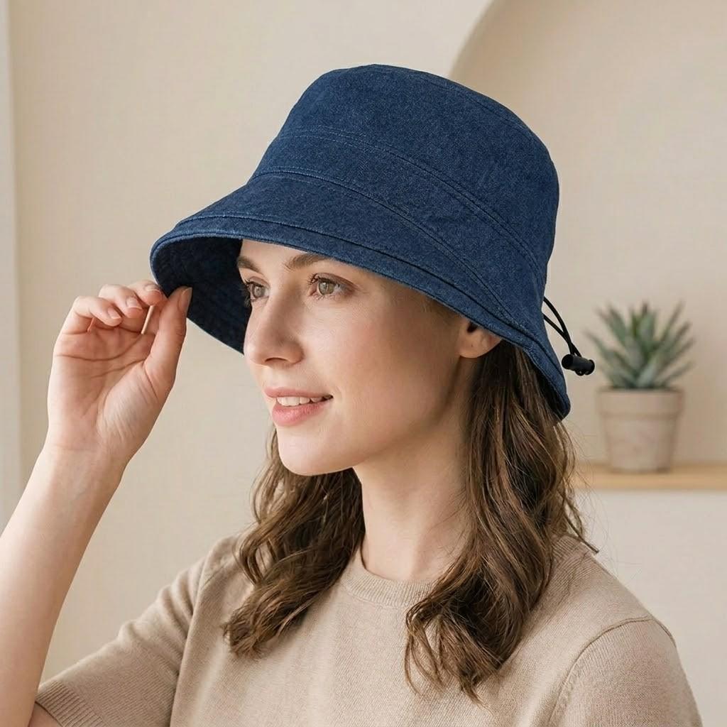 Anna-Kaci Women Cotton Bucket Hat Lightweight Sun Hat with Adjustable Drawstring Wide Brim