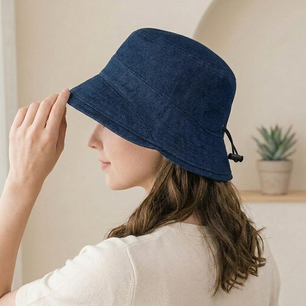 Anna-Kaci Women Cotton Bucket Hat Lightweight Sun Hat with Adjustable Drawstring Wide Brim