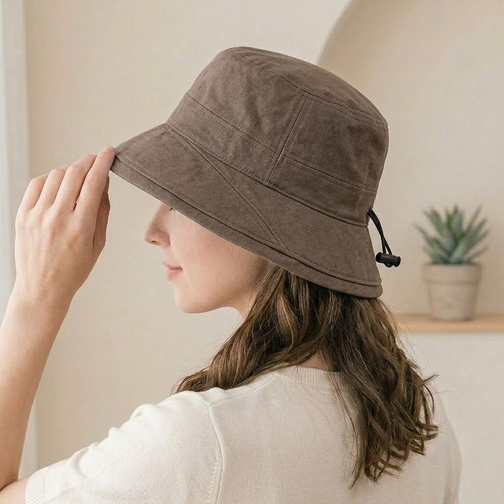 Anna-Kaci Women Cotton Bucket Hat Lightweight Sun Hat with Adjustable Drawstring Wide Brim