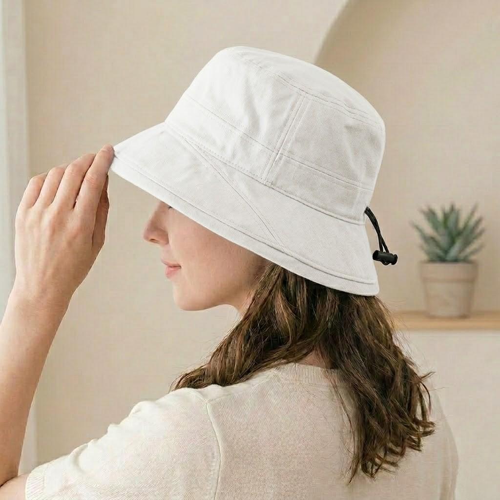 Anna-Kaci Women Cotton Bucket Hat Lightweight Sun Hat with Adjustable Drawstring Wide Brim